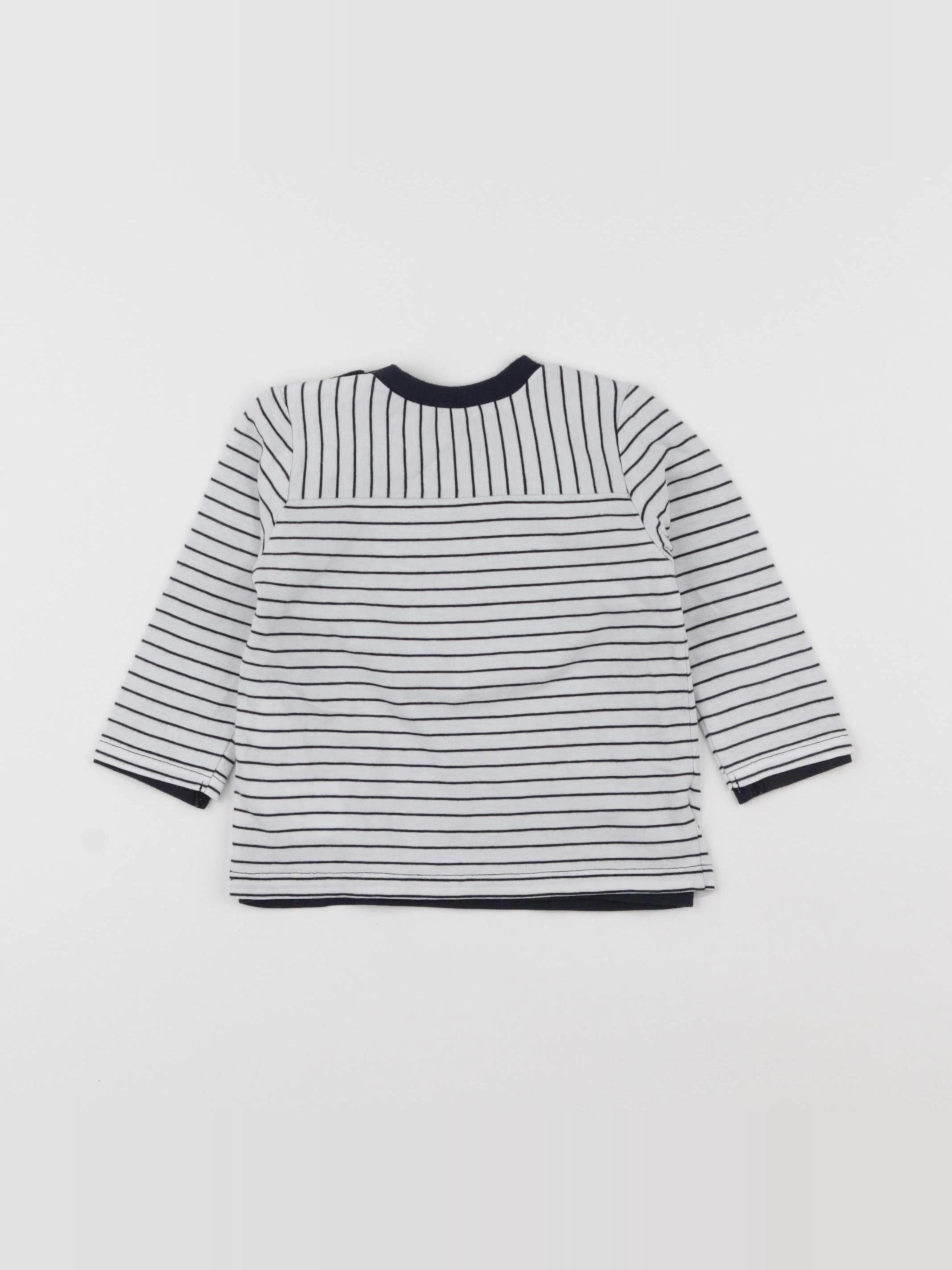 IKKS - tee-shirt blanc, bleu - 6 mois