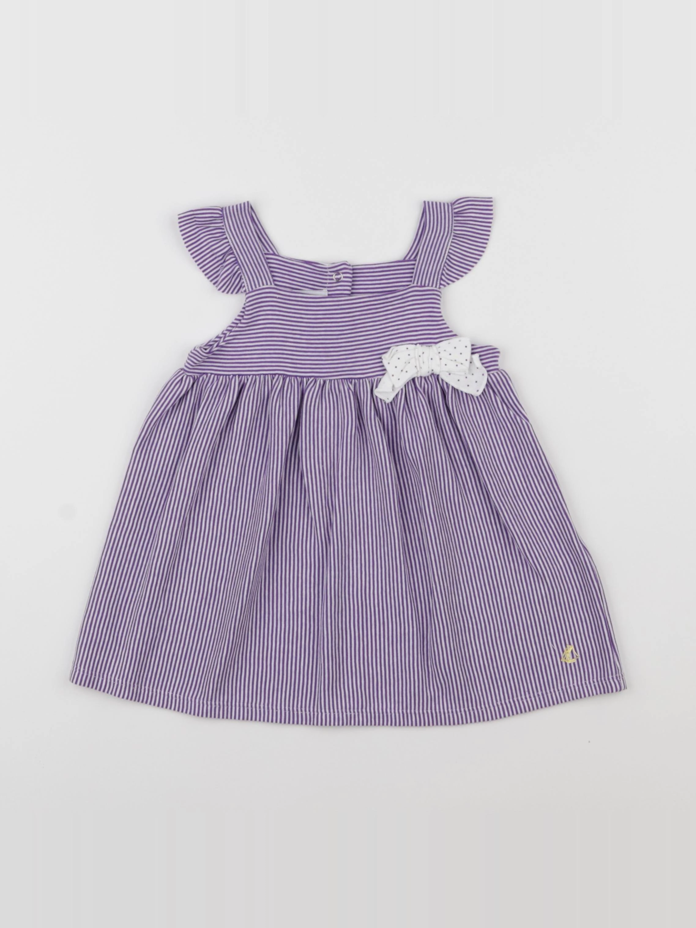 Petit Bateau - robe blanc, violet - 12 mois