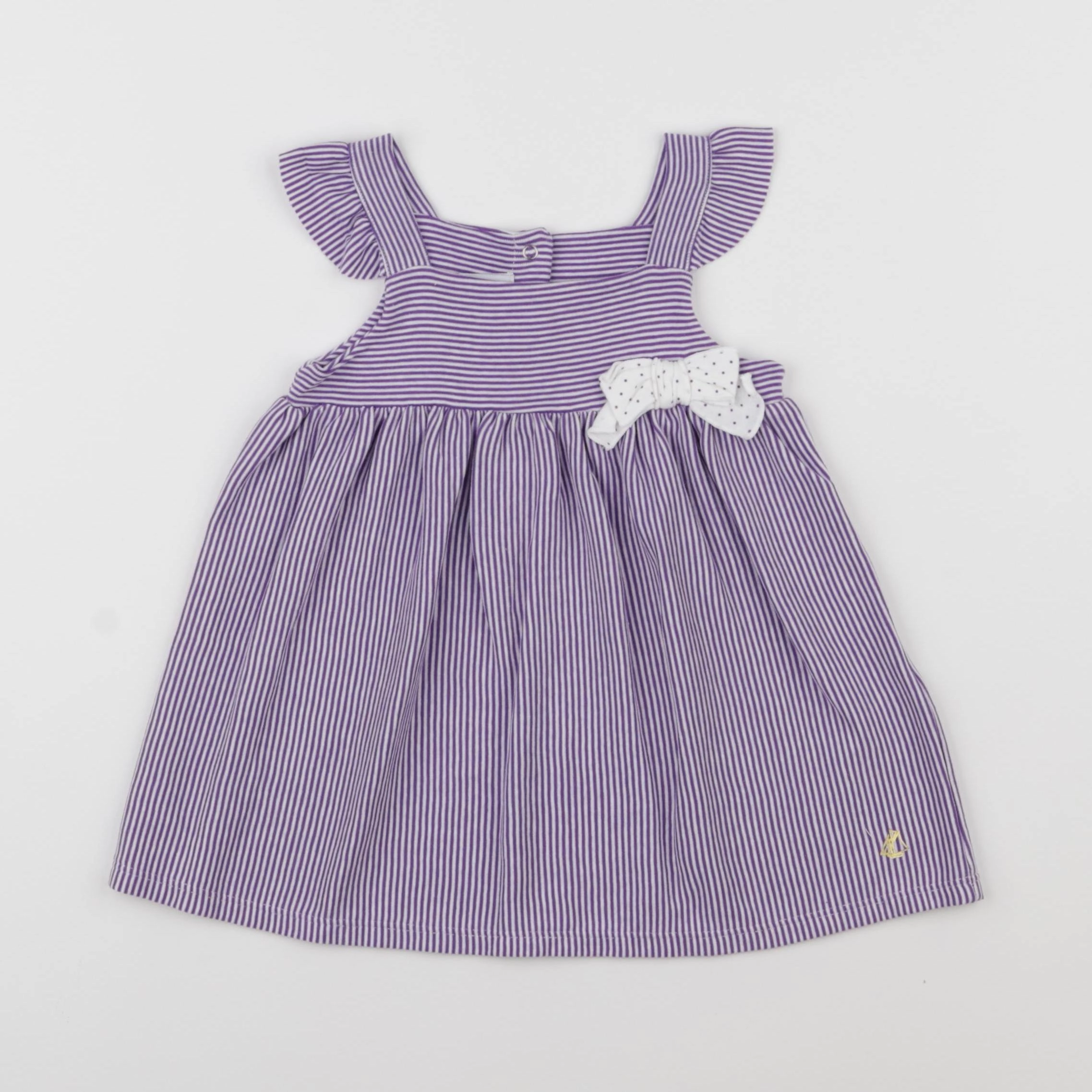 Petit Bateau - robe blanc, violet - 12 mois