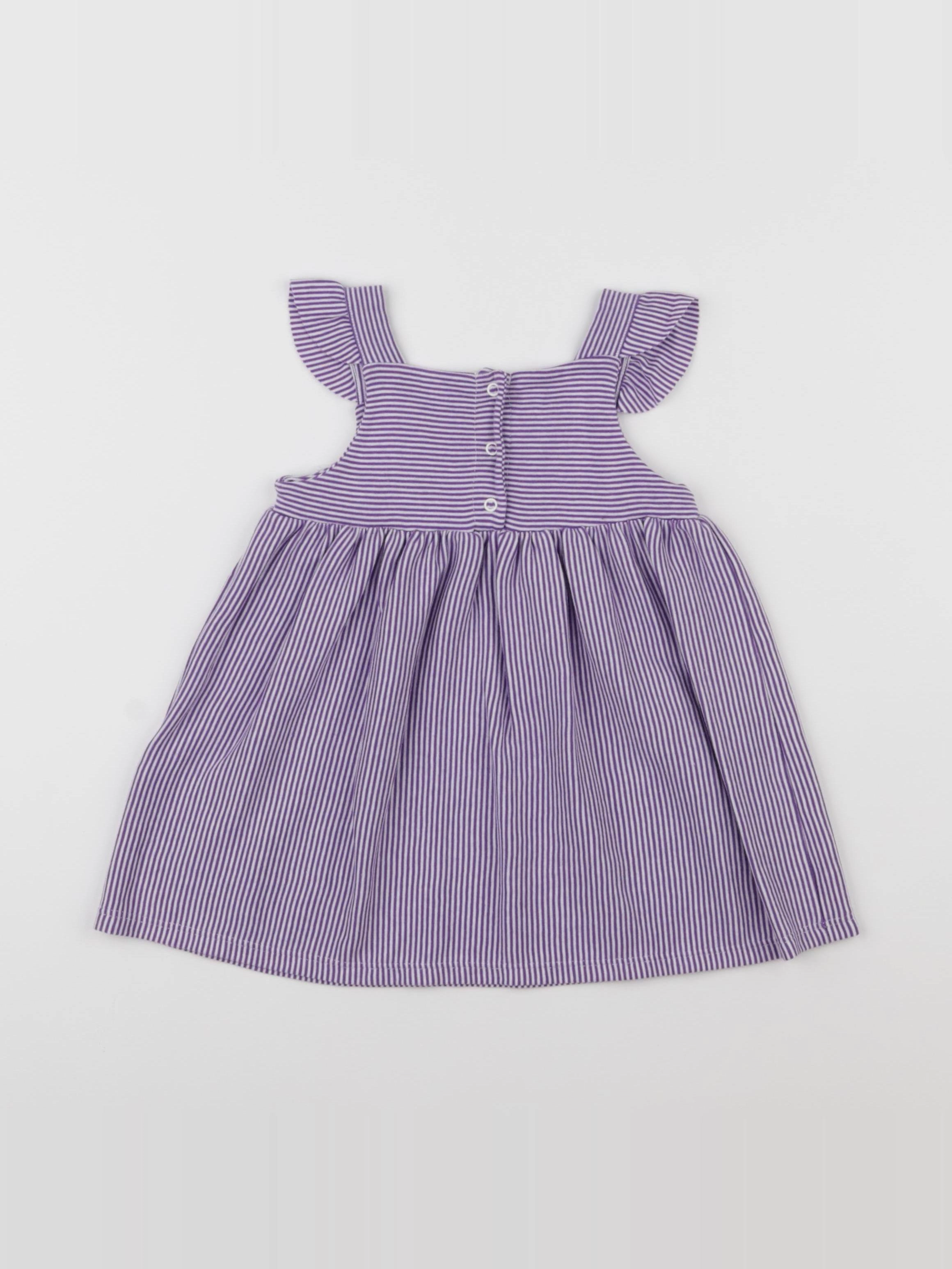 Petit Bateau - robe blanc, violet - 12 mois