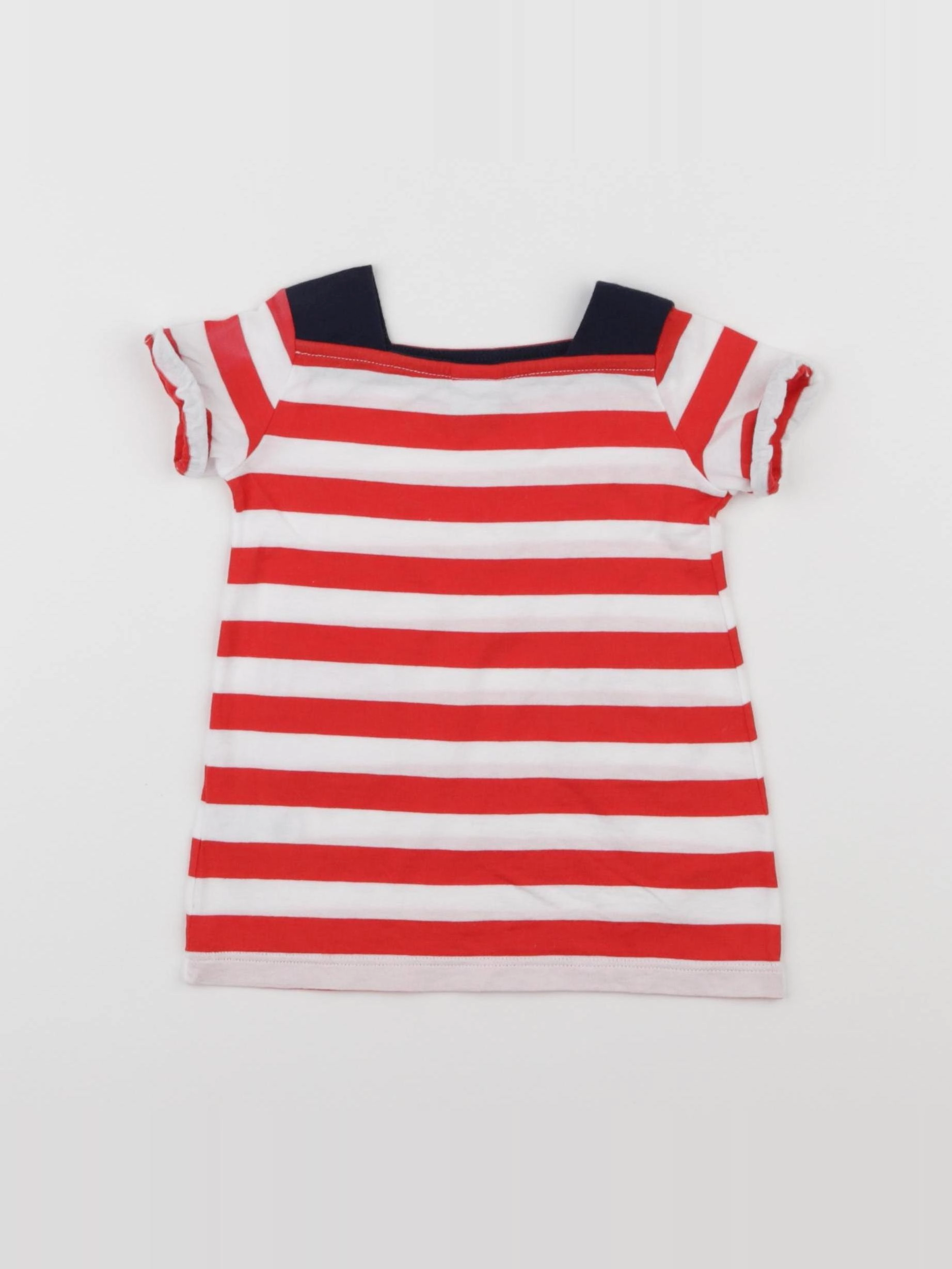 Petit Bateau - robe blanc, rouge - 3 mois