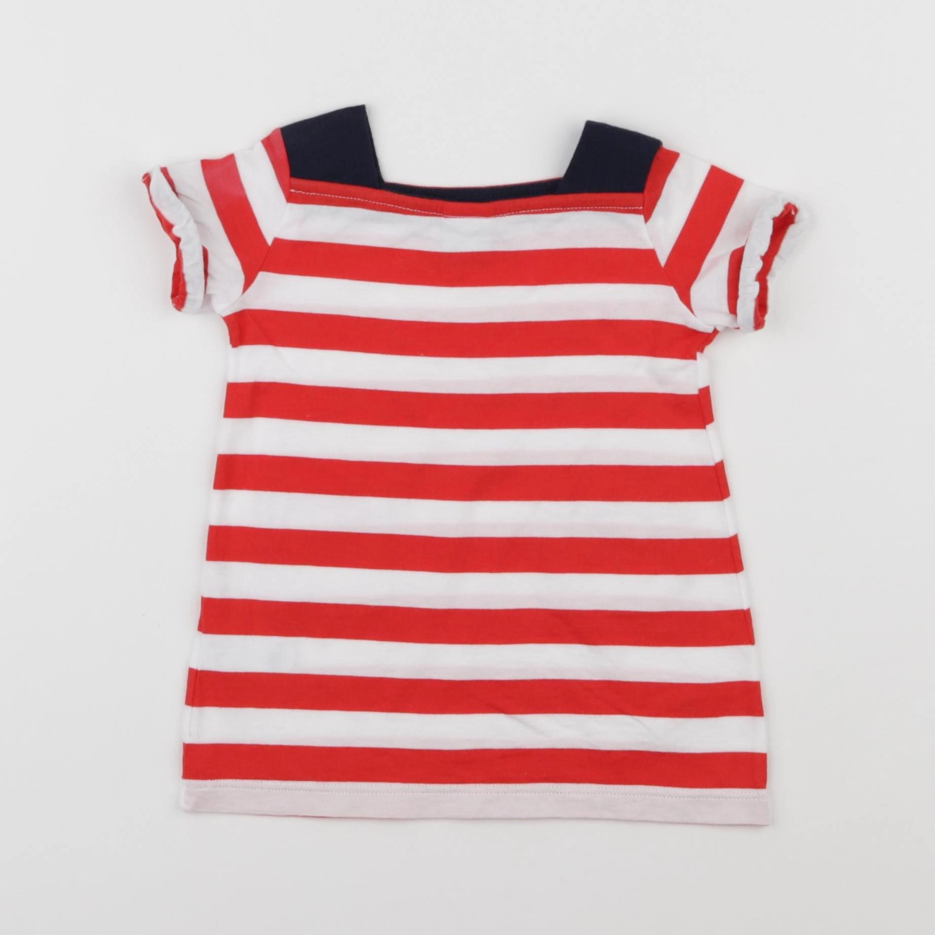 Petit Bateau - robe blanc, rouge - 3 mois