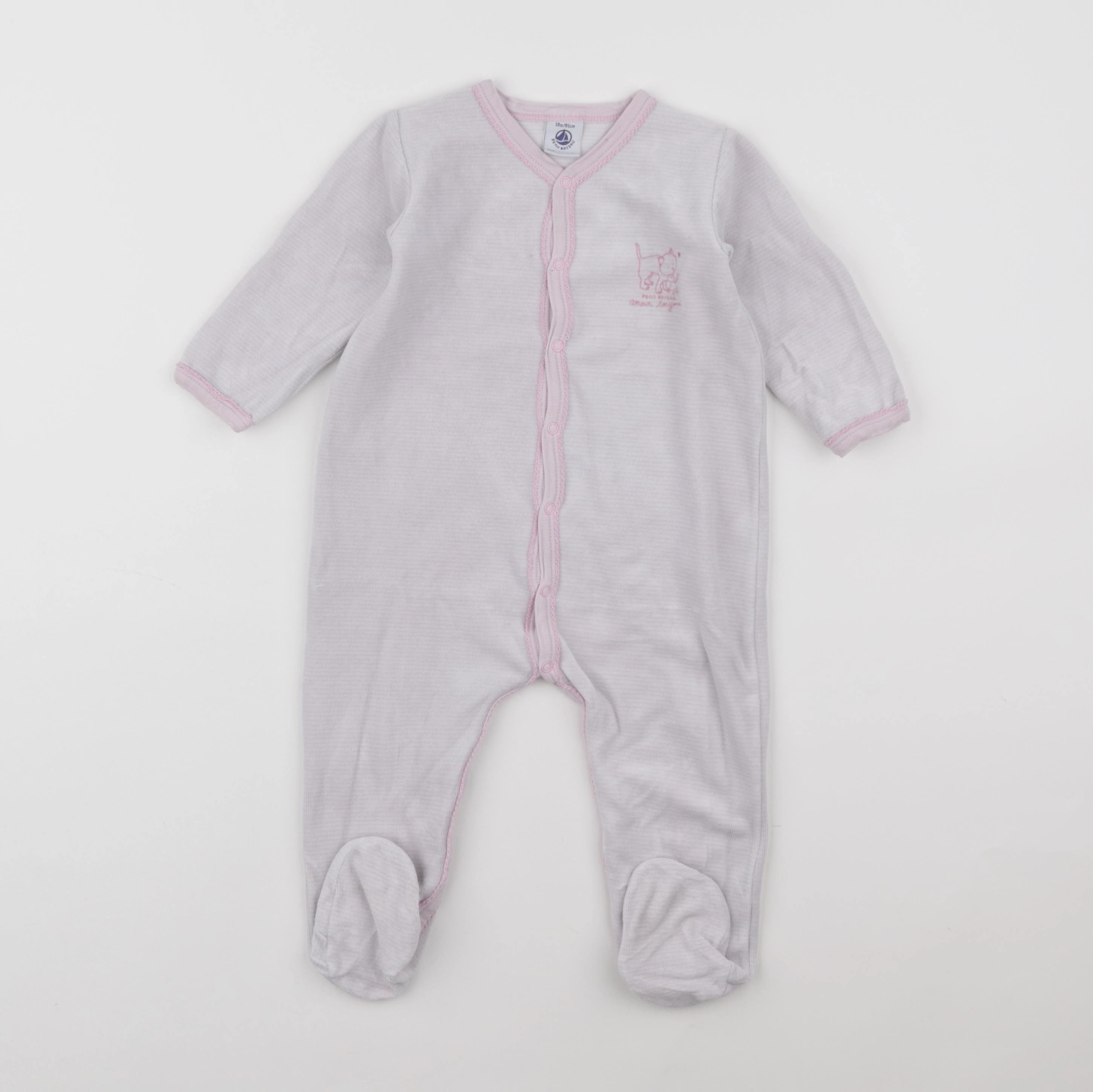 Petit Bateau - pyjama velours rose - 18 mois