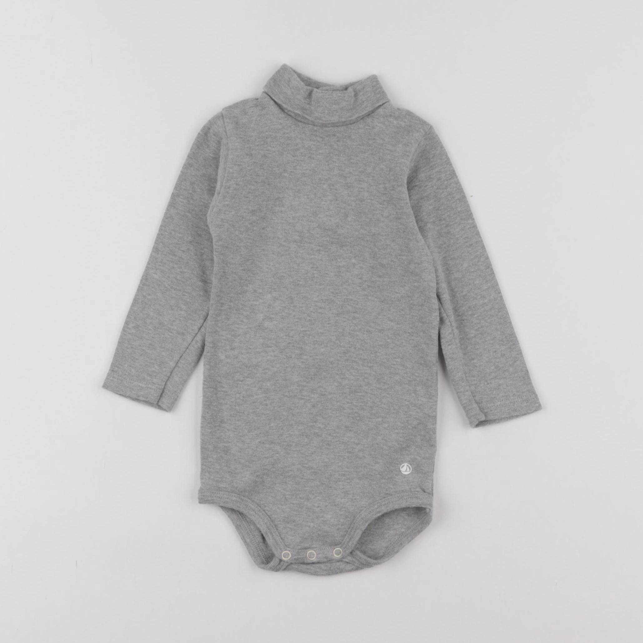 Petit Bateau - body à col gris - 12 mois