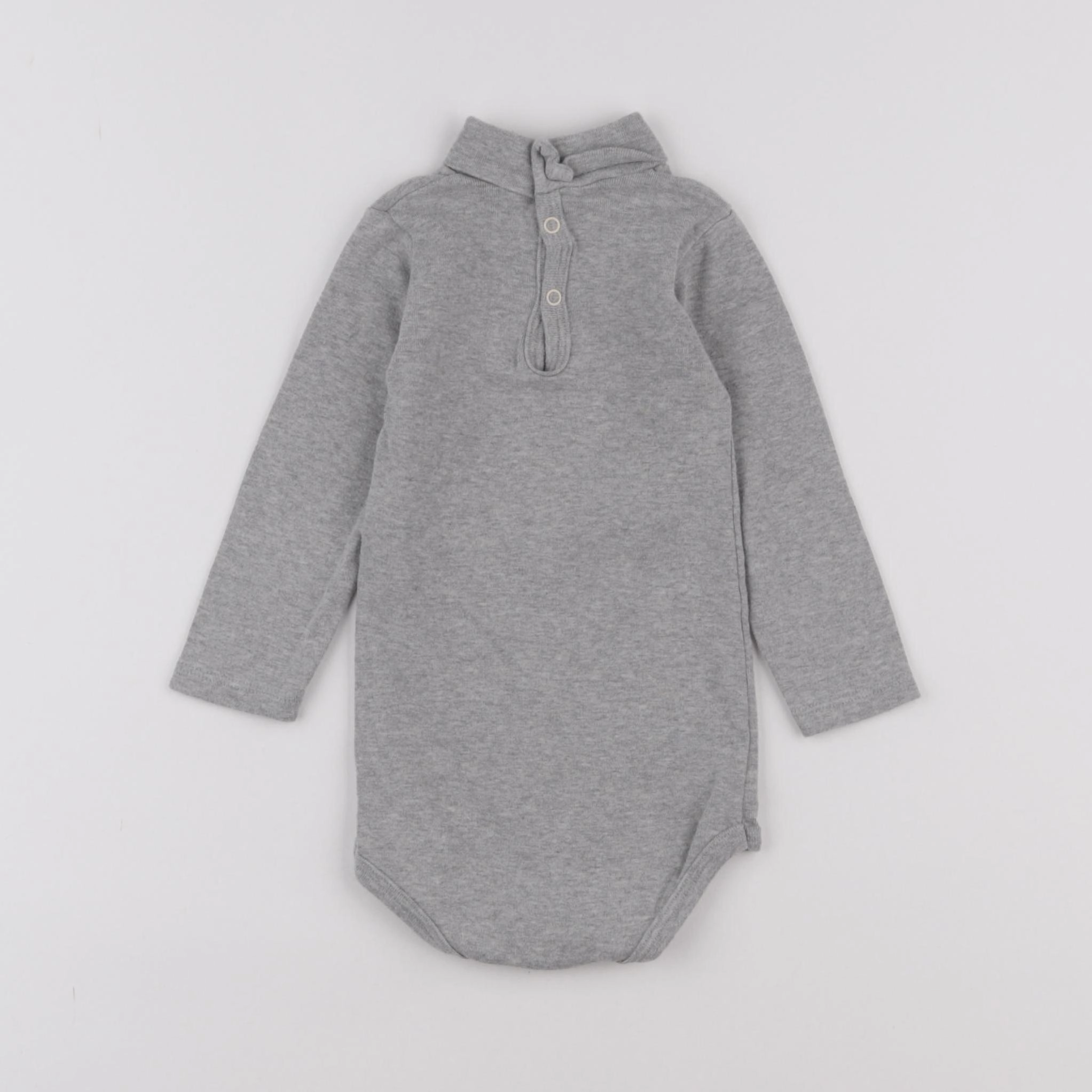 Petit Bateau - body à col gris - 12 mois