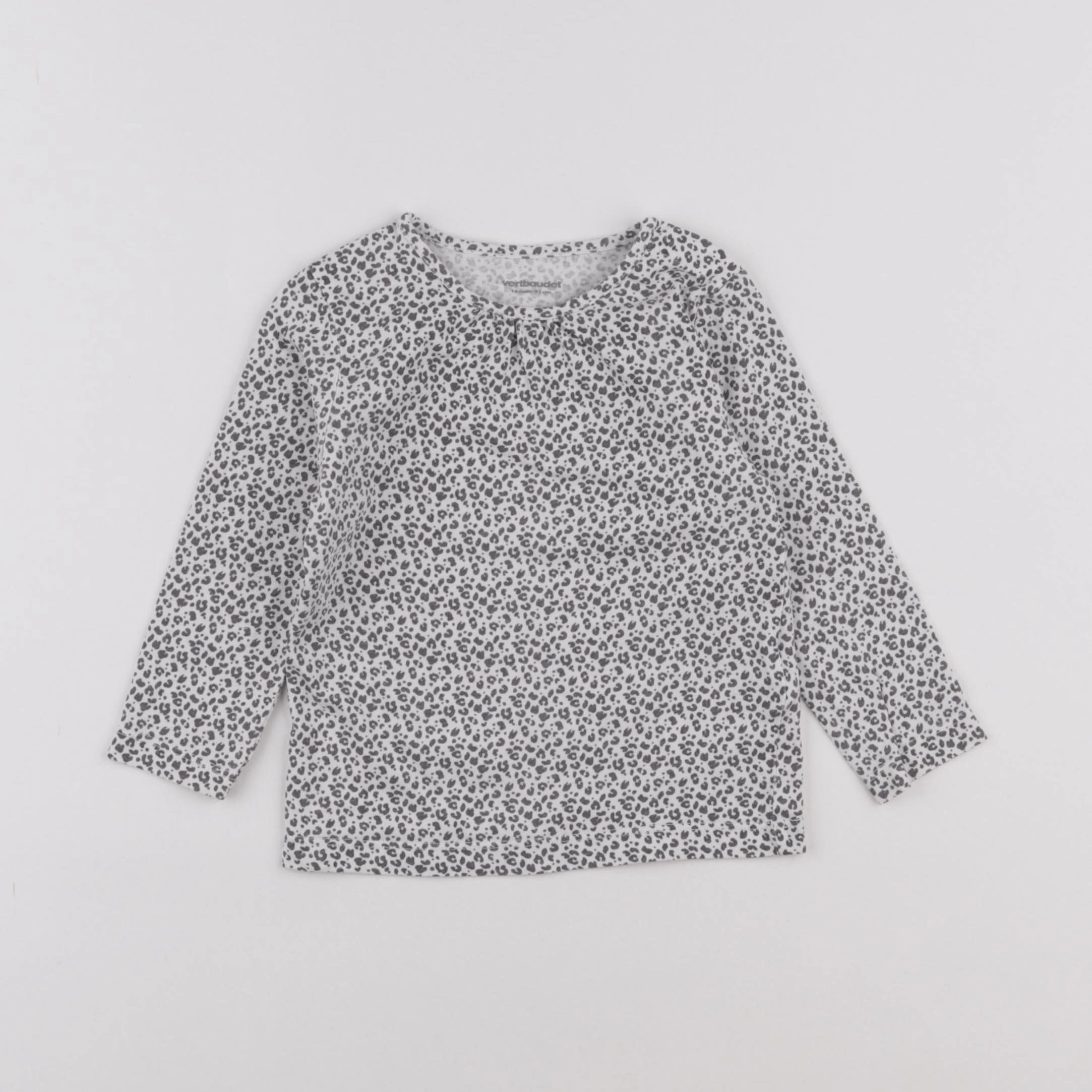Vertbaudet - tee-shirt blanc, gris - 18 mois