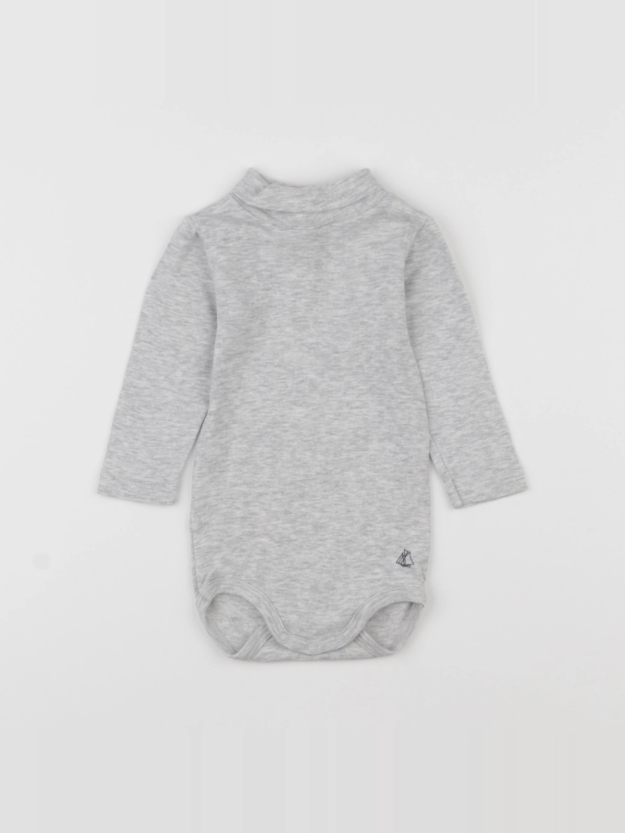 Petit Bateau - body à col gris - 6 mois