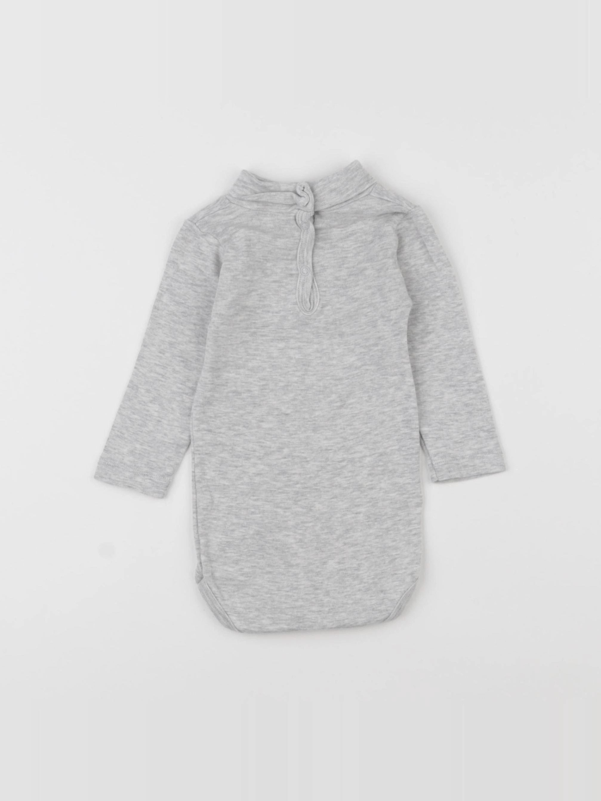 Petit Bateau - body à col gris - 6 mois