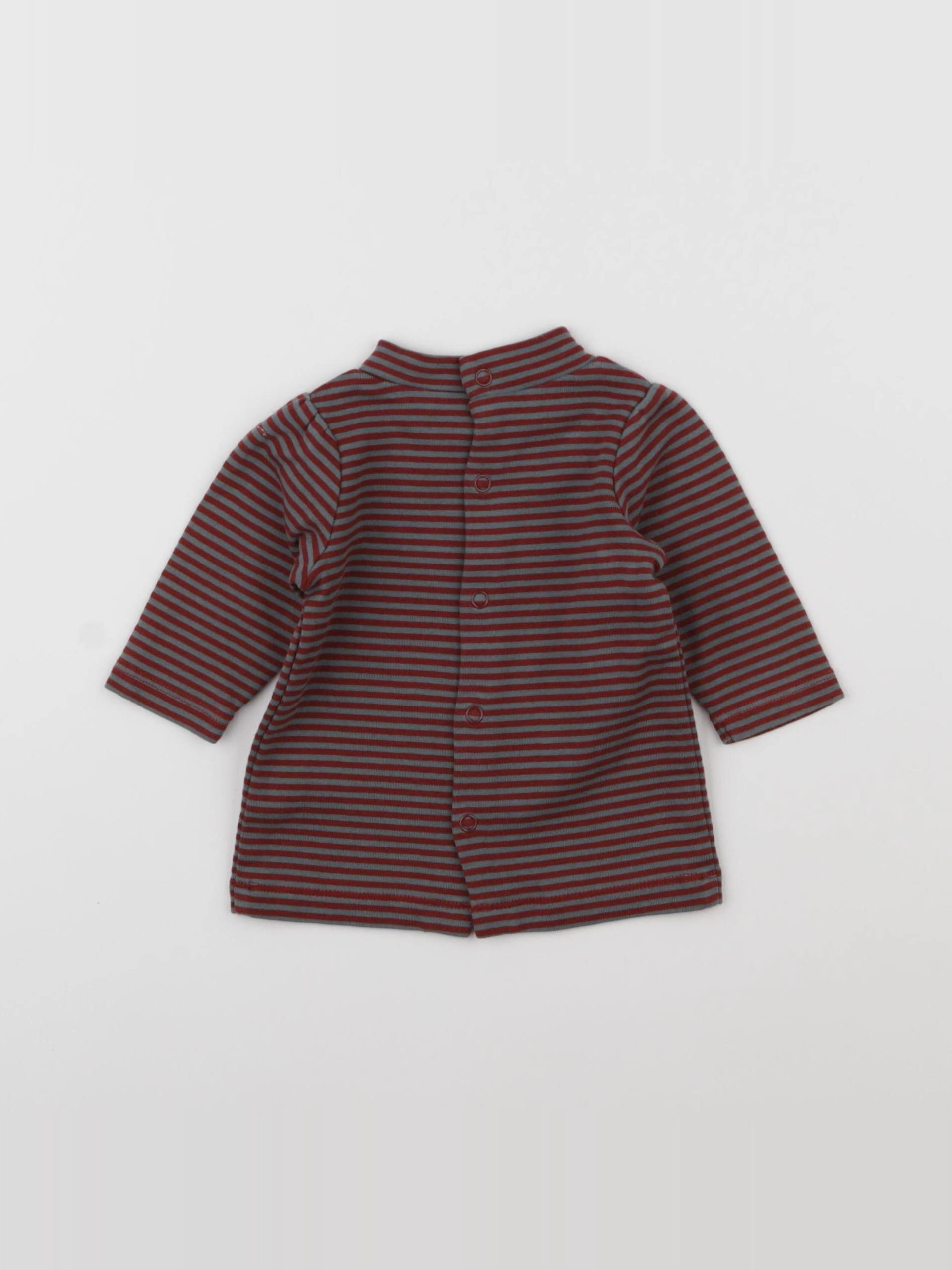 Natalys - sous-pull gris, rouge - 3 mois