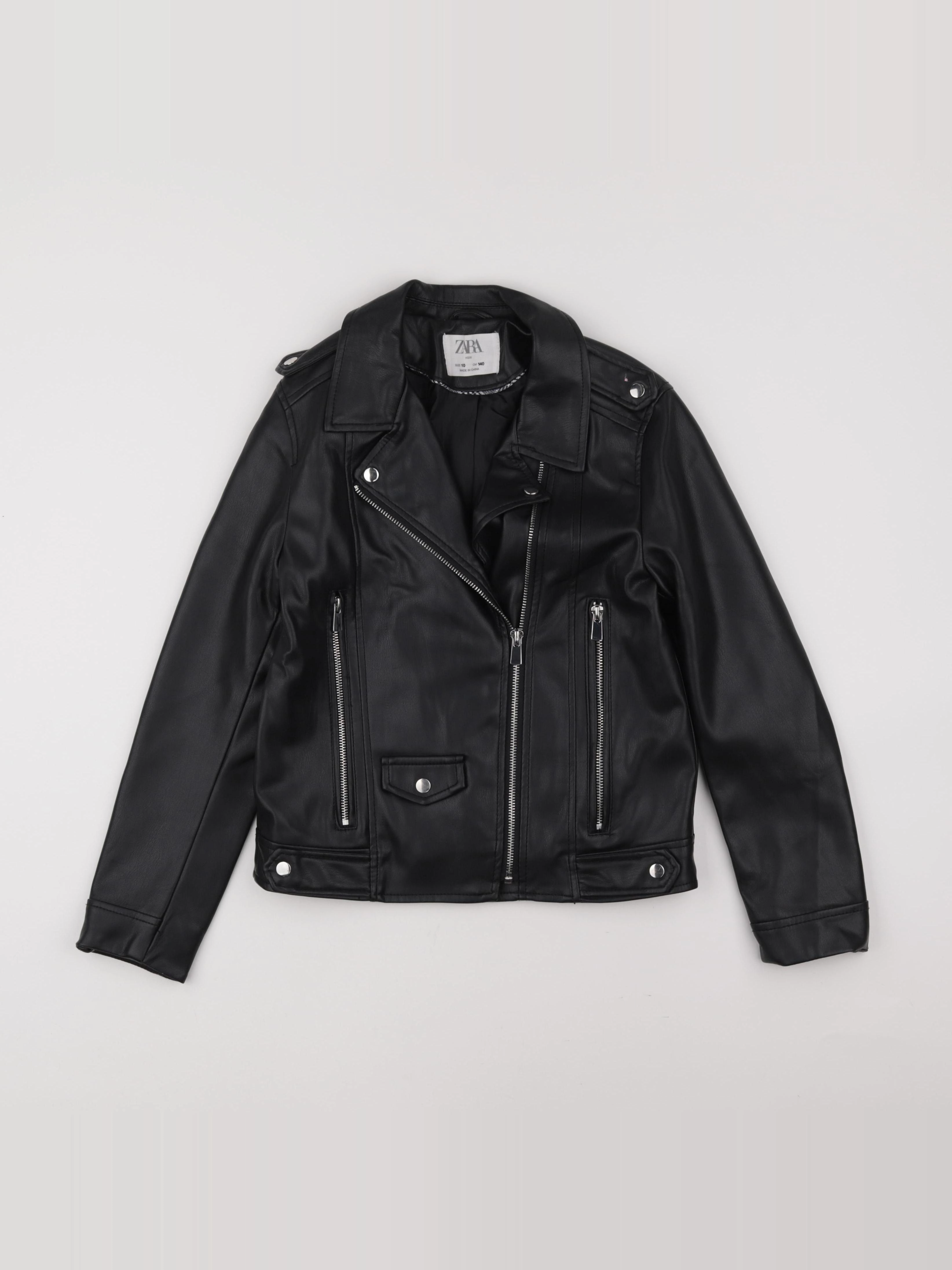 Zara - veste simili cuir noir - 10 ans