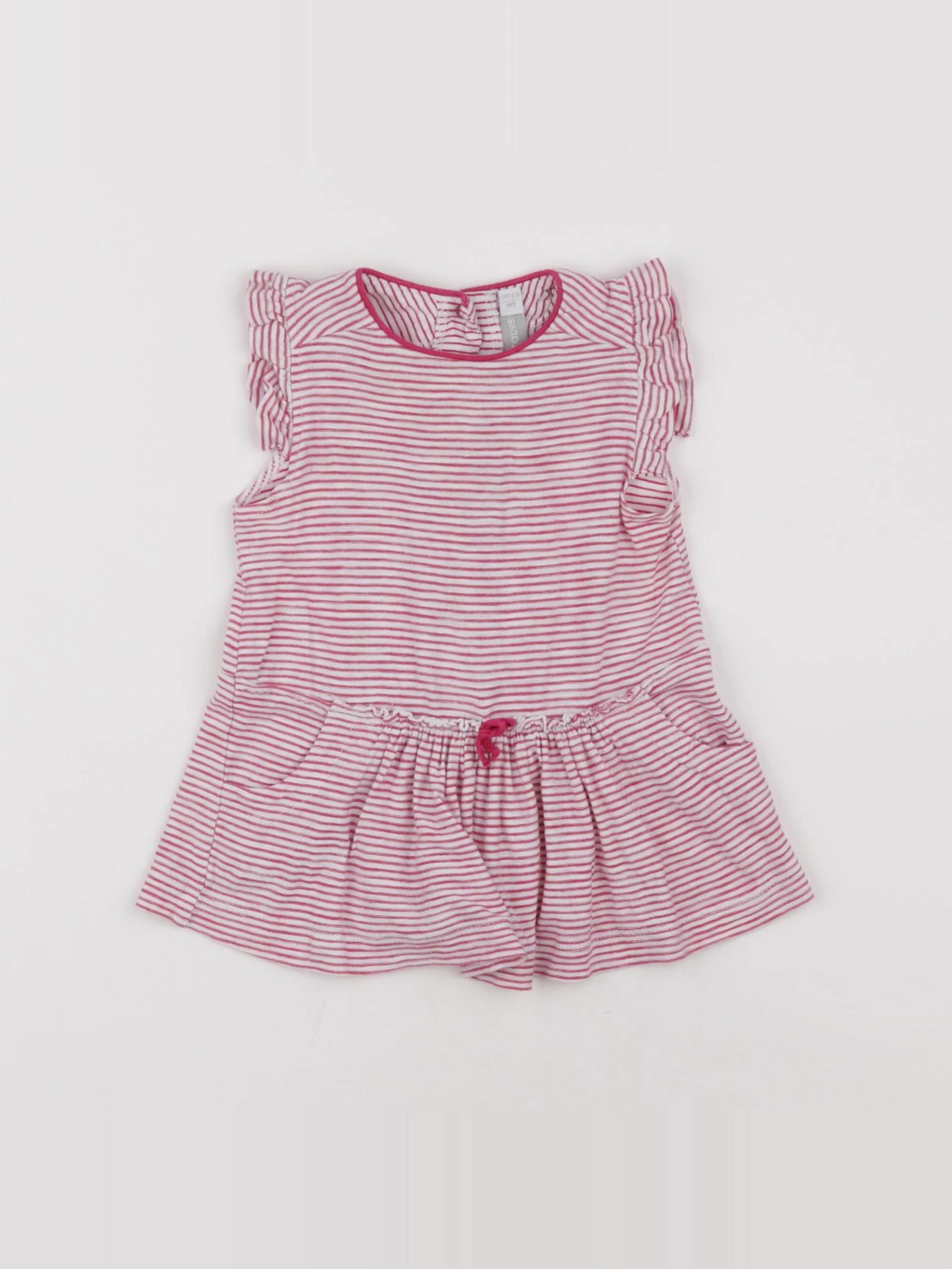 Natalys - robe blanc, rose - 6 mois