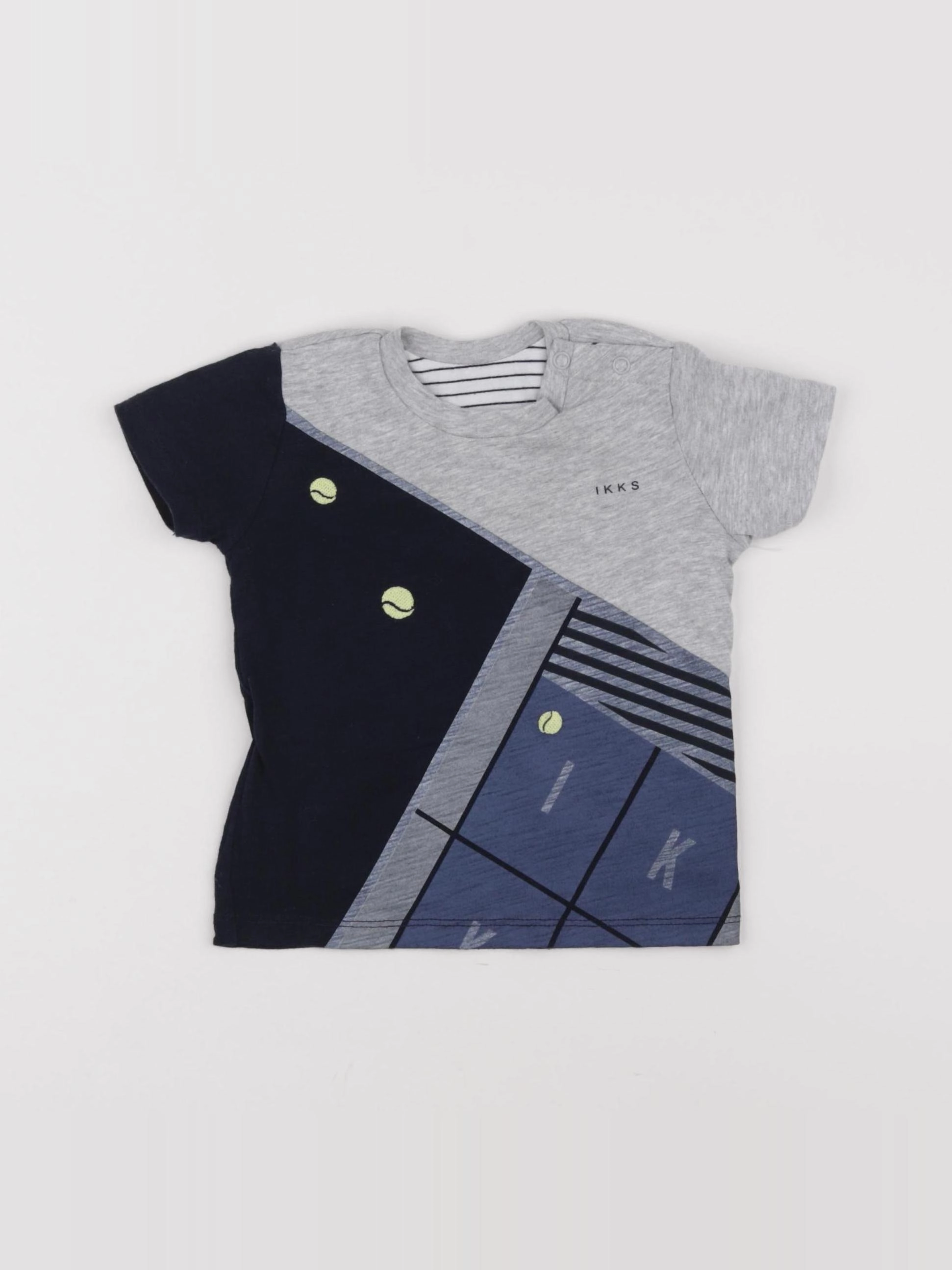 IKKS - tee-shirt bleu, gris - 6 mois