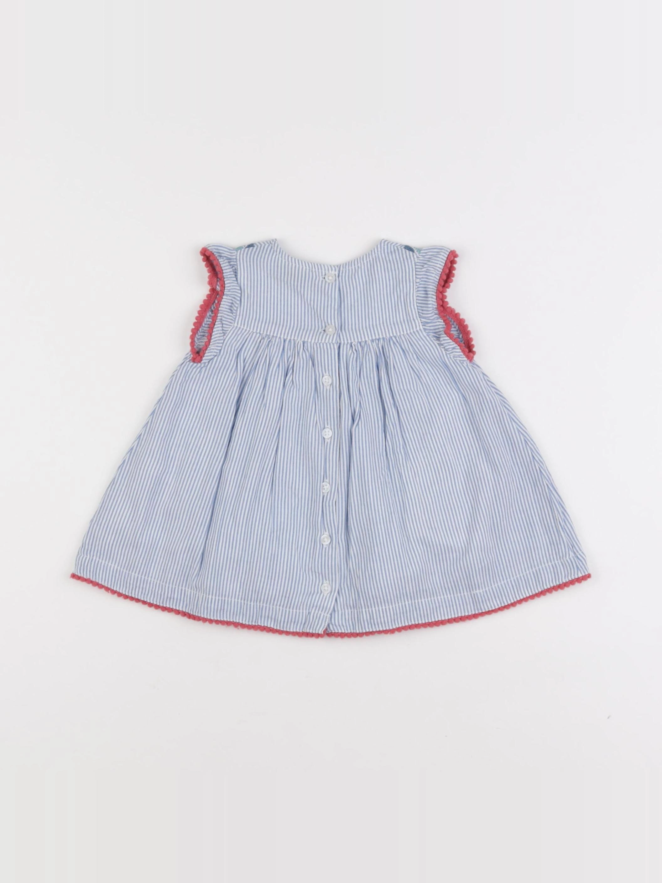 Tape à l'oeil - robe blanc, bleu - 3 mois