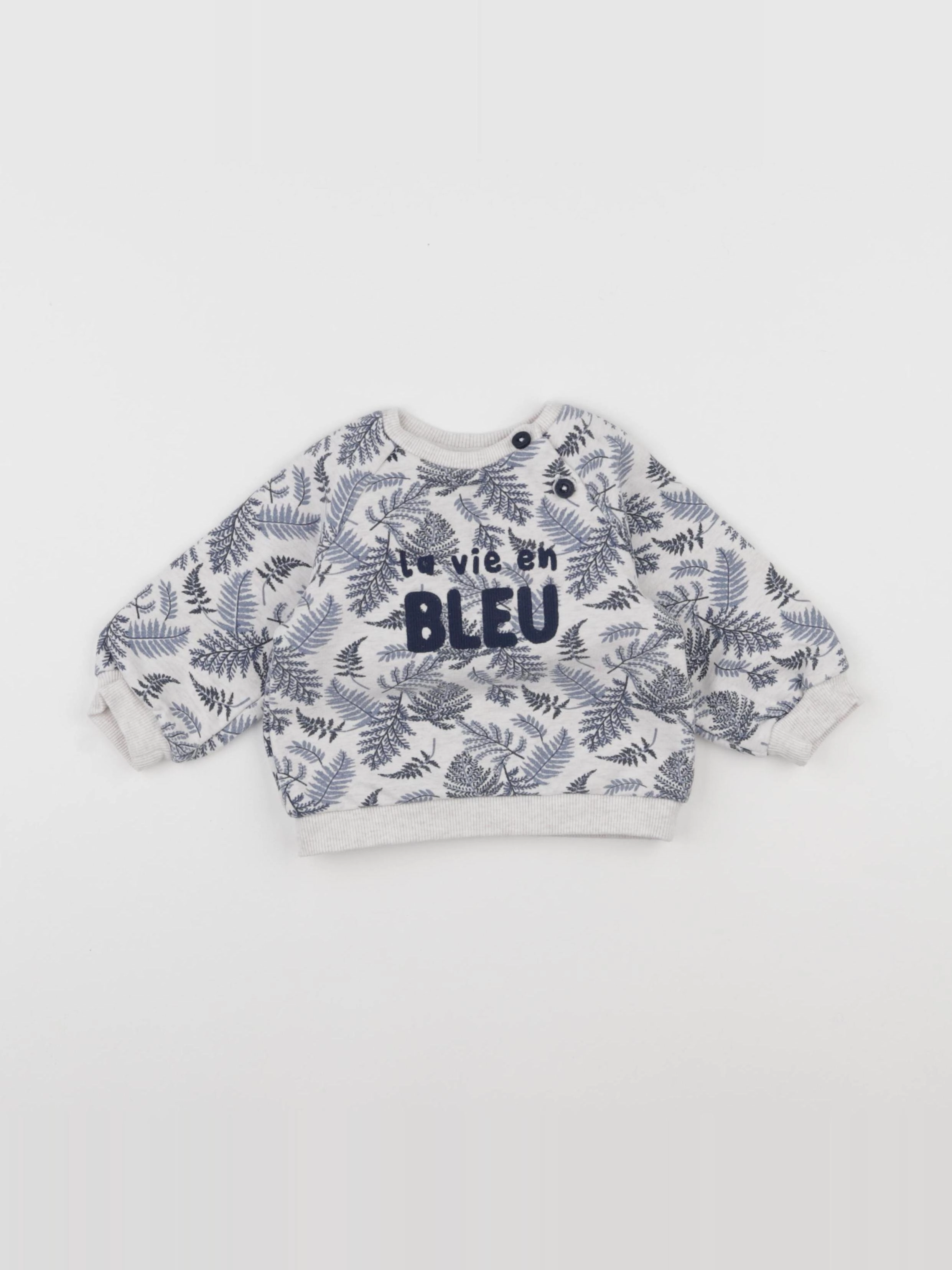 Tape à l'oeil - sweat beige, bleu - 12 mois