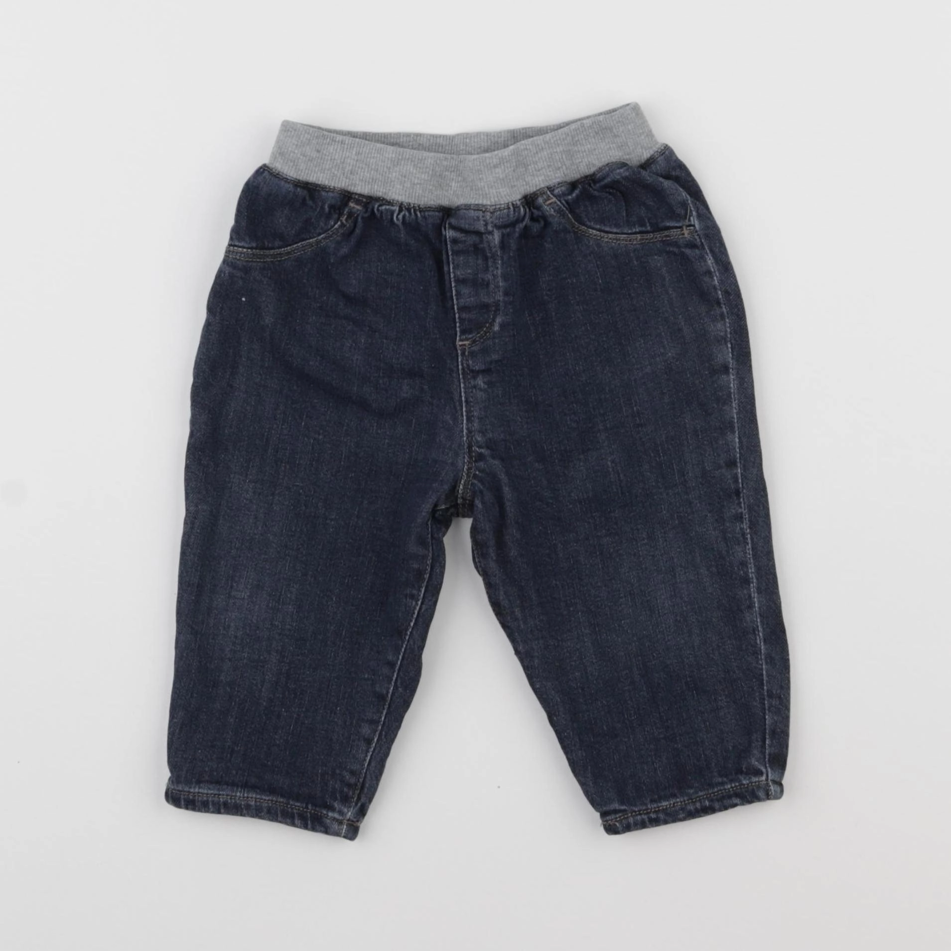 Petit Bateau - jean doublé bleu - 6 mois