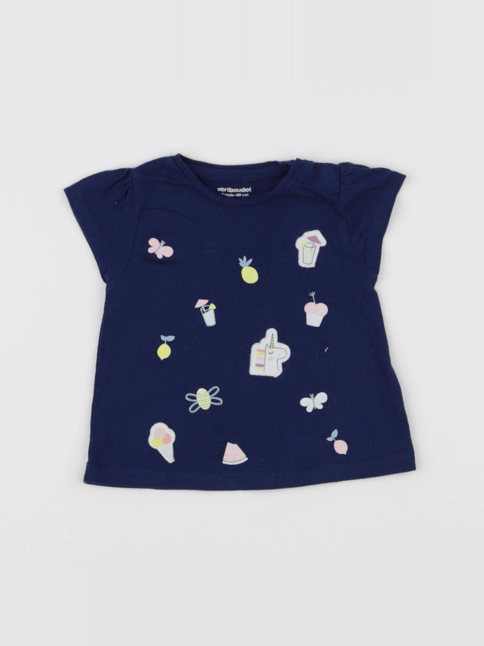 Vertbaudet - tee-shirt bleu - 3 mois