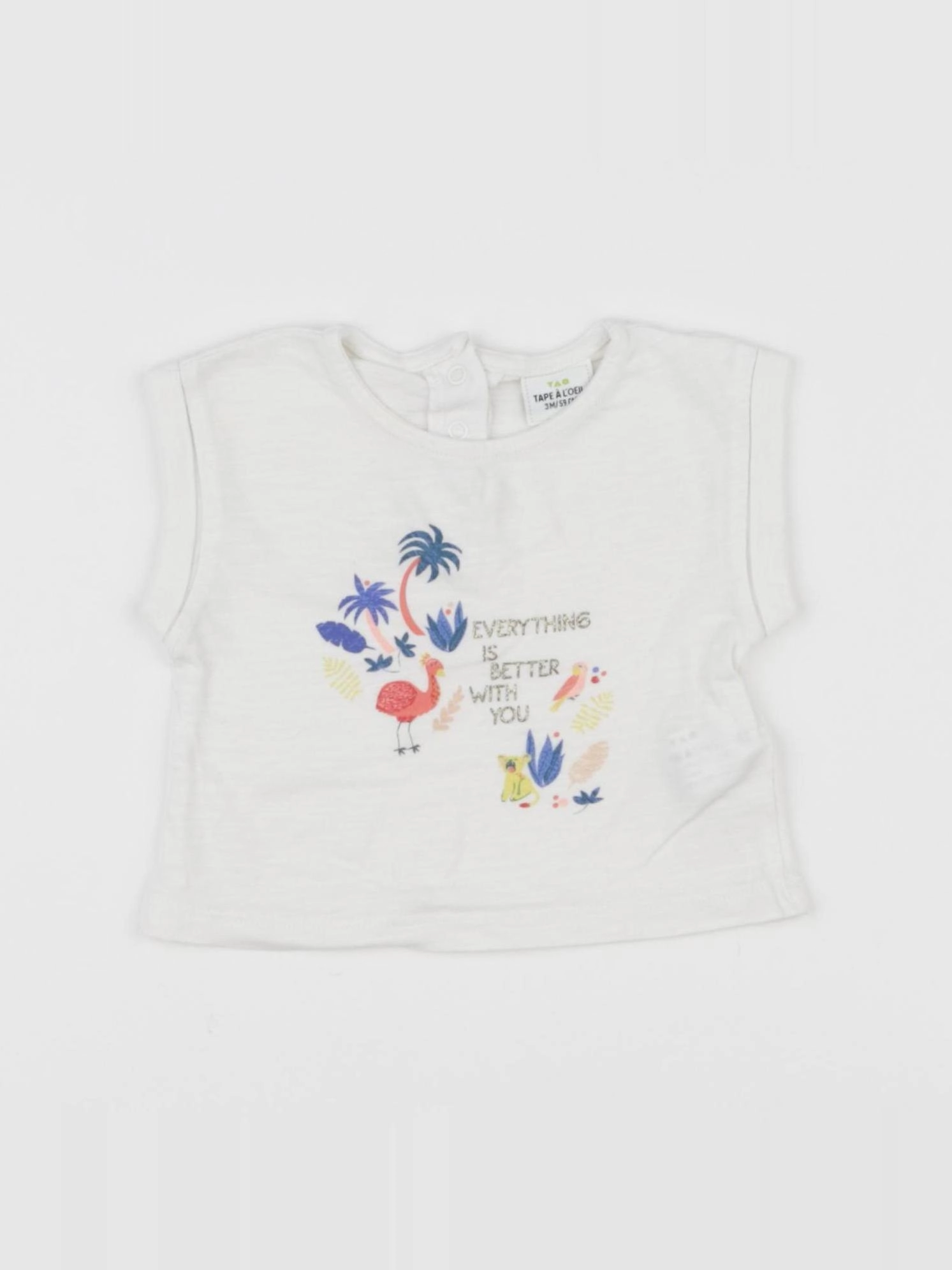 Vertbaudet - tee-shirt blanc - 3 mois