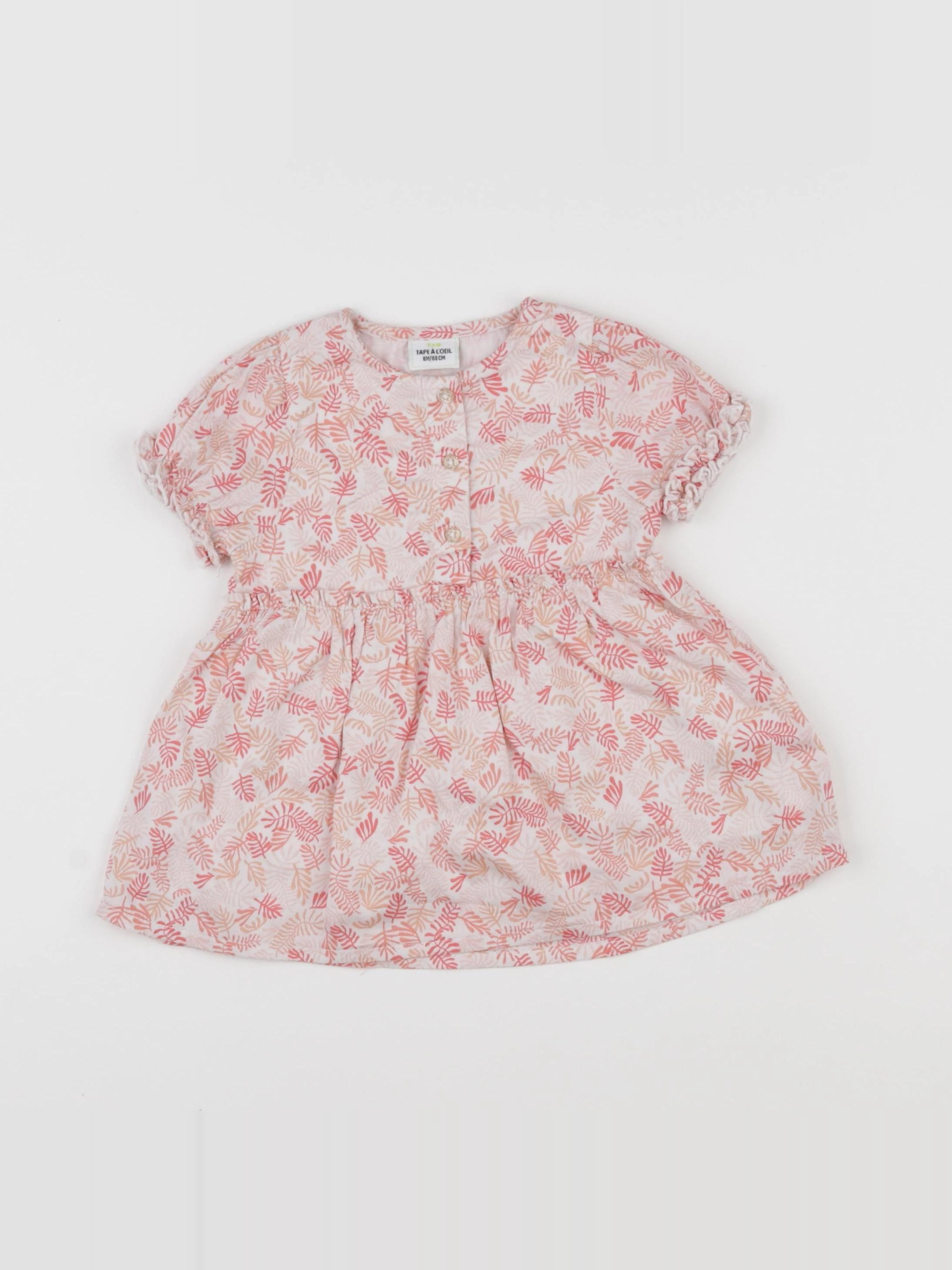 Tape à l'oeil - robe rose, blanc - 6 mois