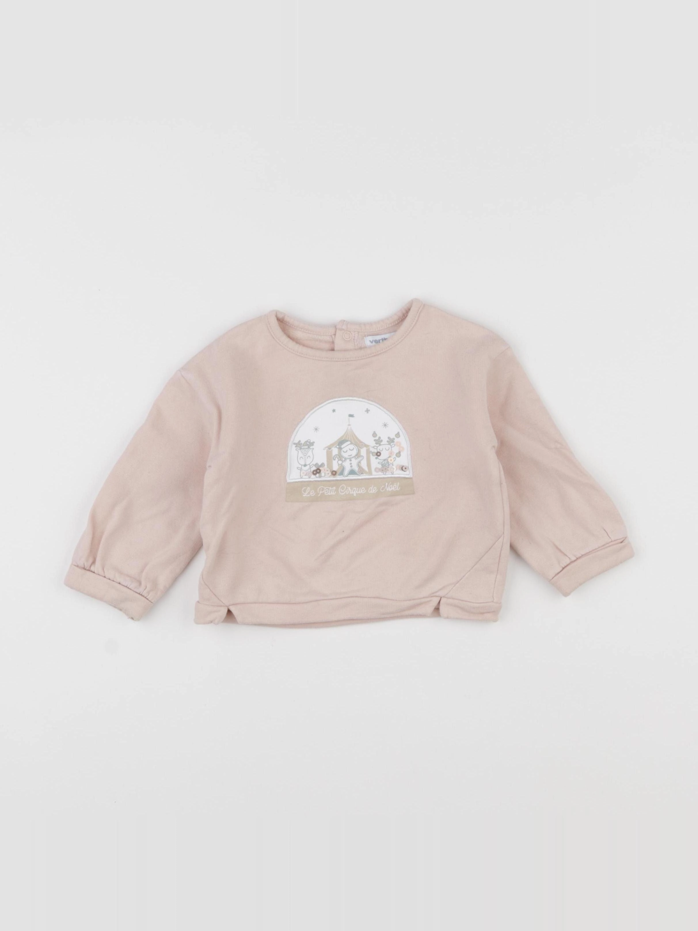 Vertbaudet - sweat rose - 9 mois