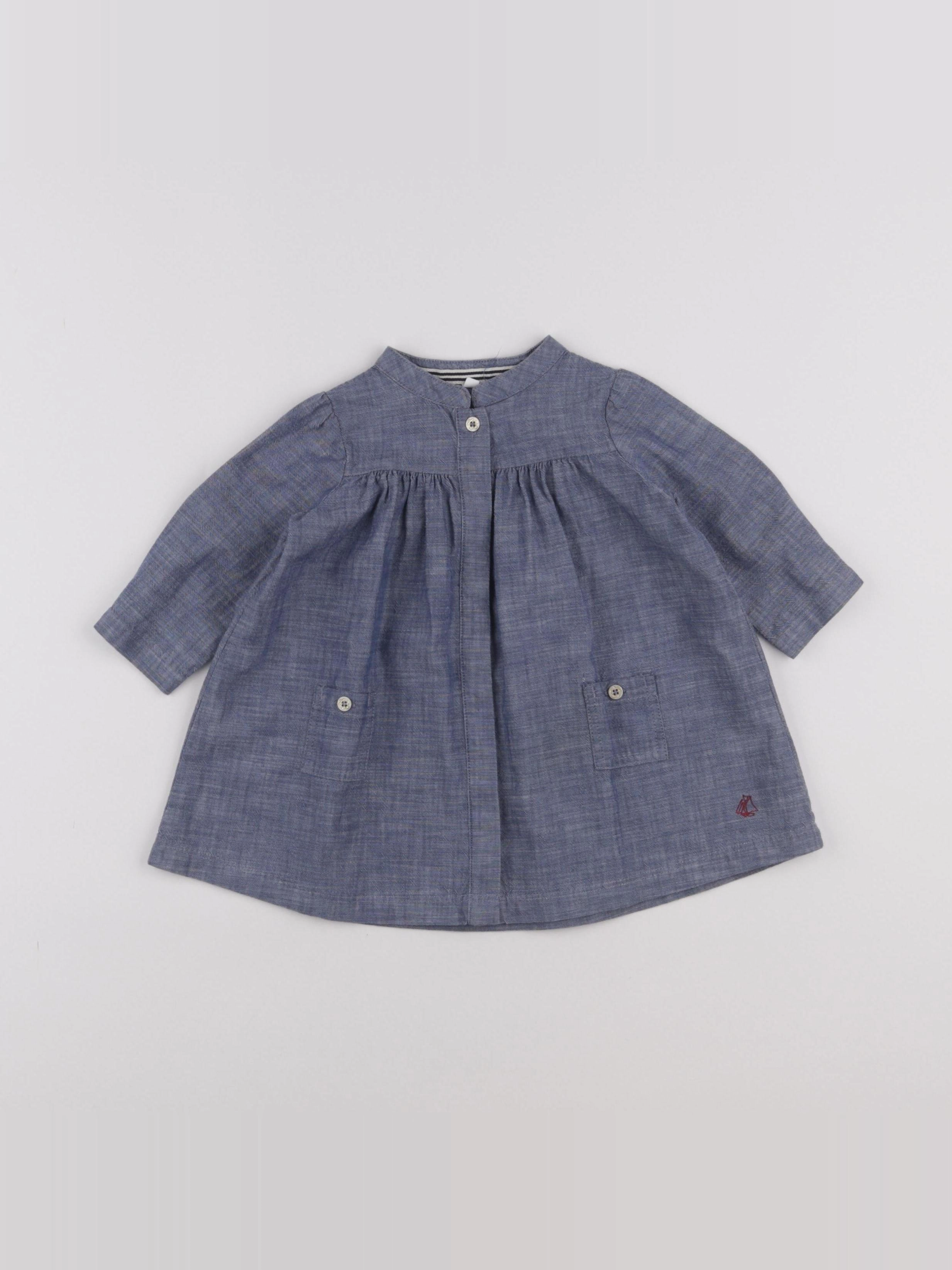 Petit Bateau - robe bleu - 6 mois