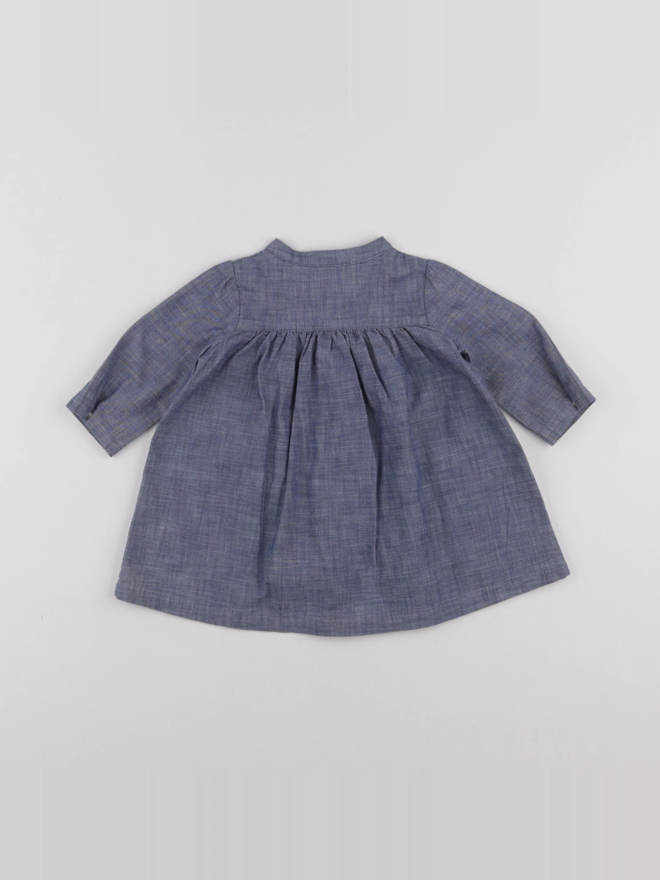 Petit Bateau - robe bleu - 6 mois