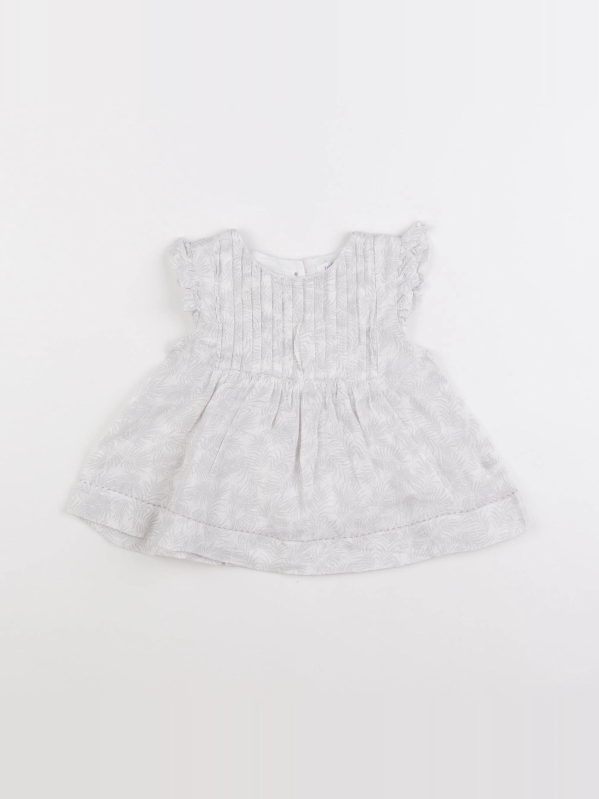 Boutchou - robe blanc, gris - 9 mois
