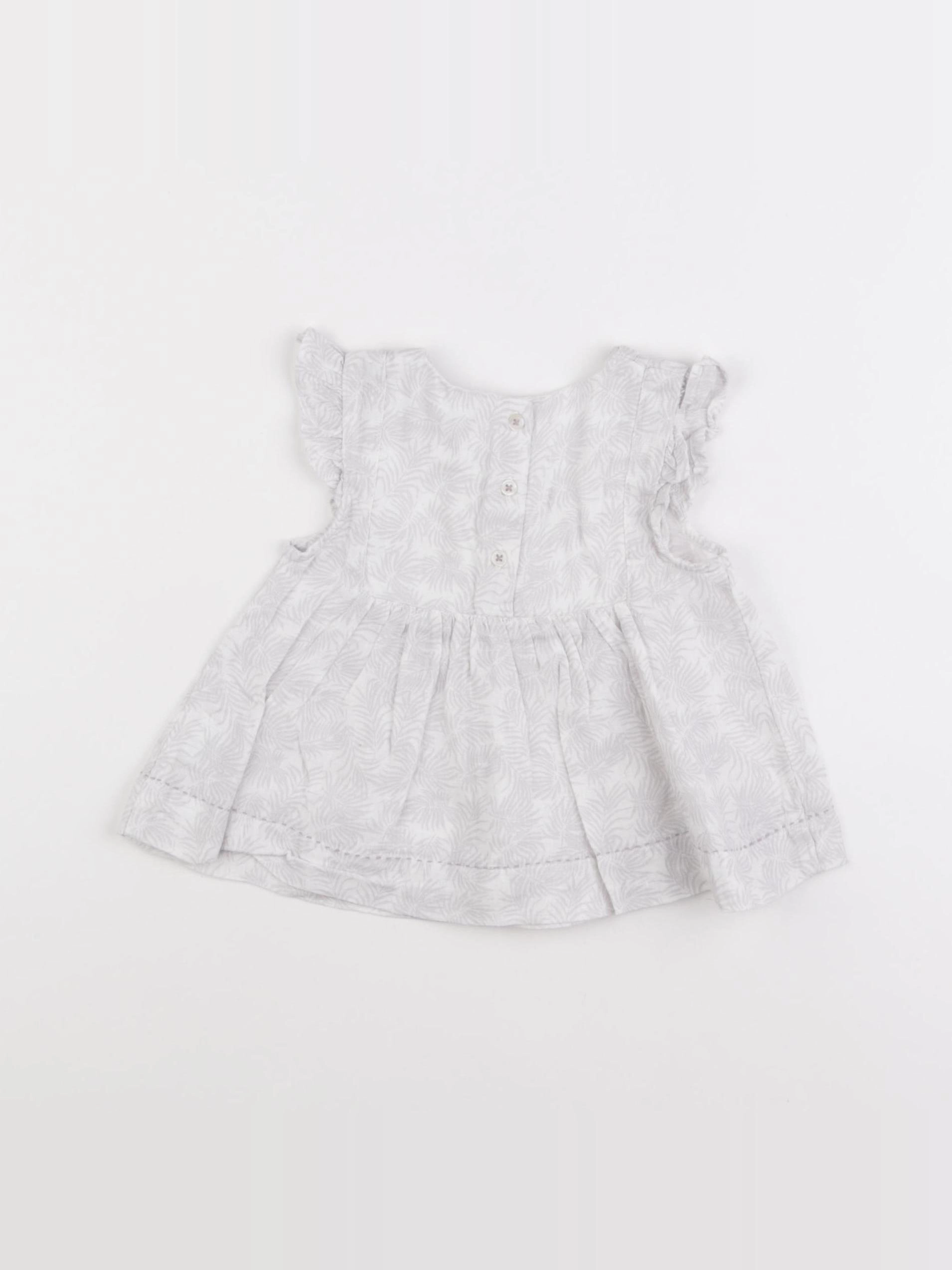 Boutchou - robe blanc, gris - 9 mois