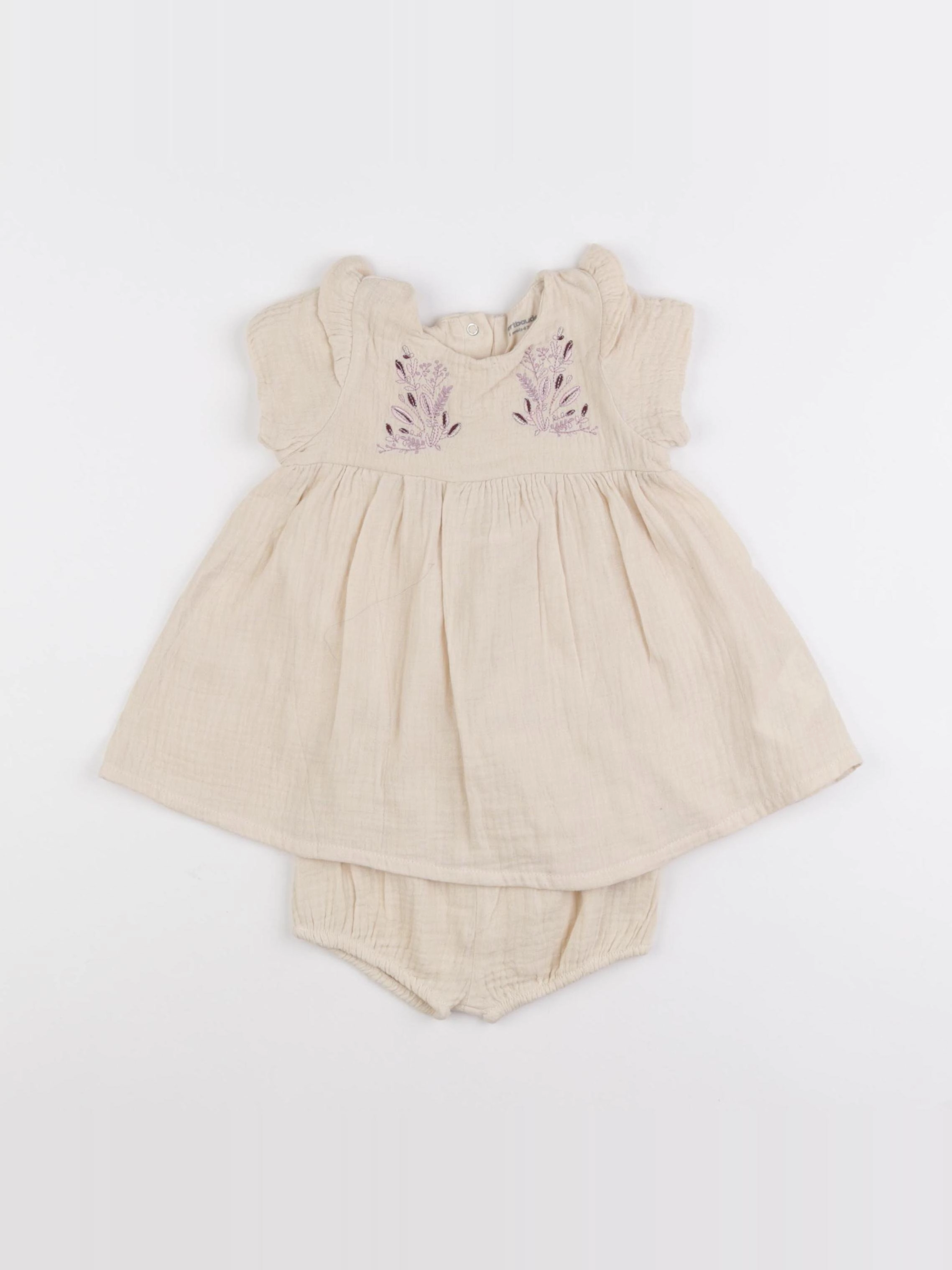 Vertbaudet - robe beige - 3 mois