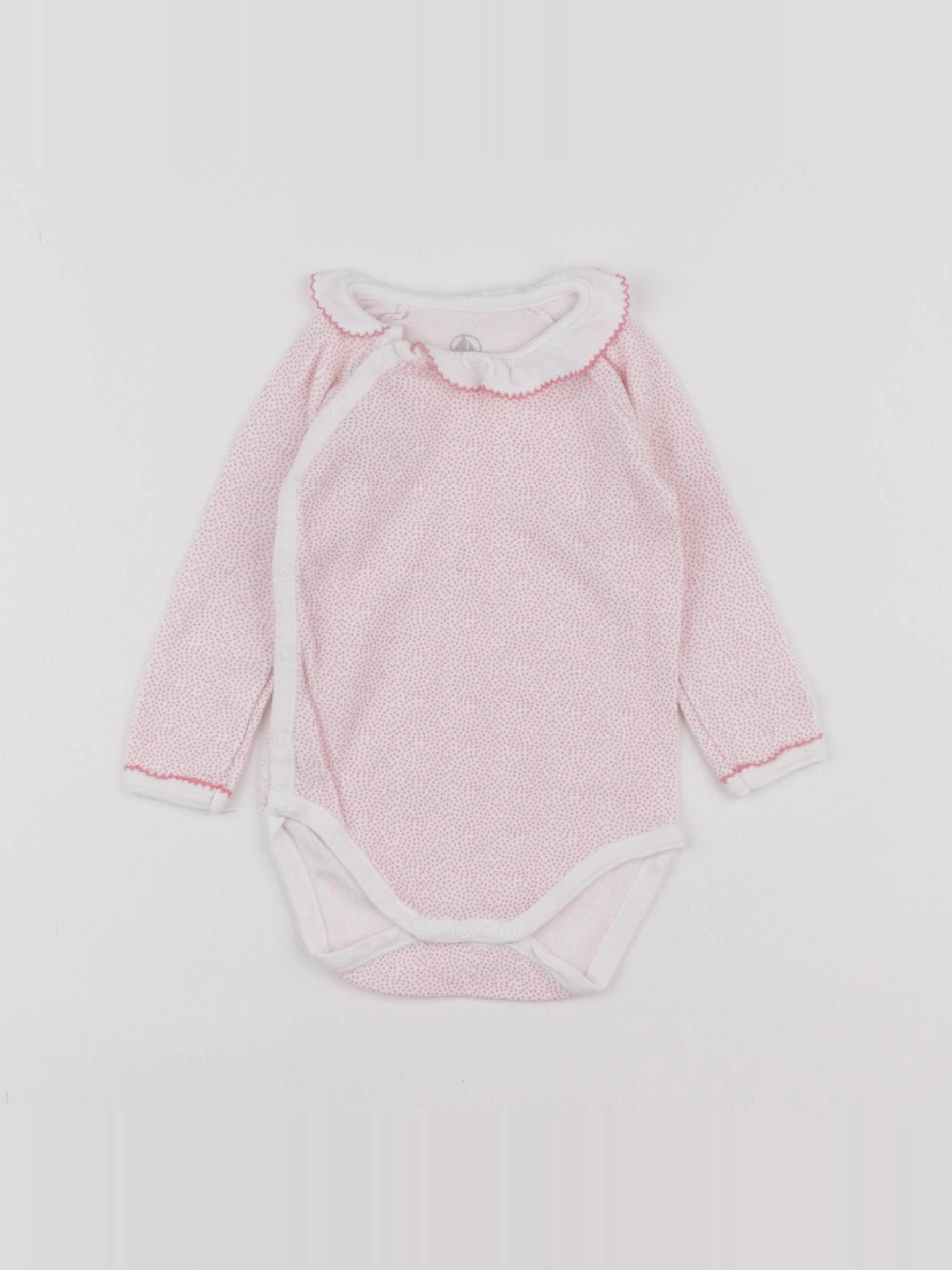 Petit Bateau - body à col rose - 6 mois