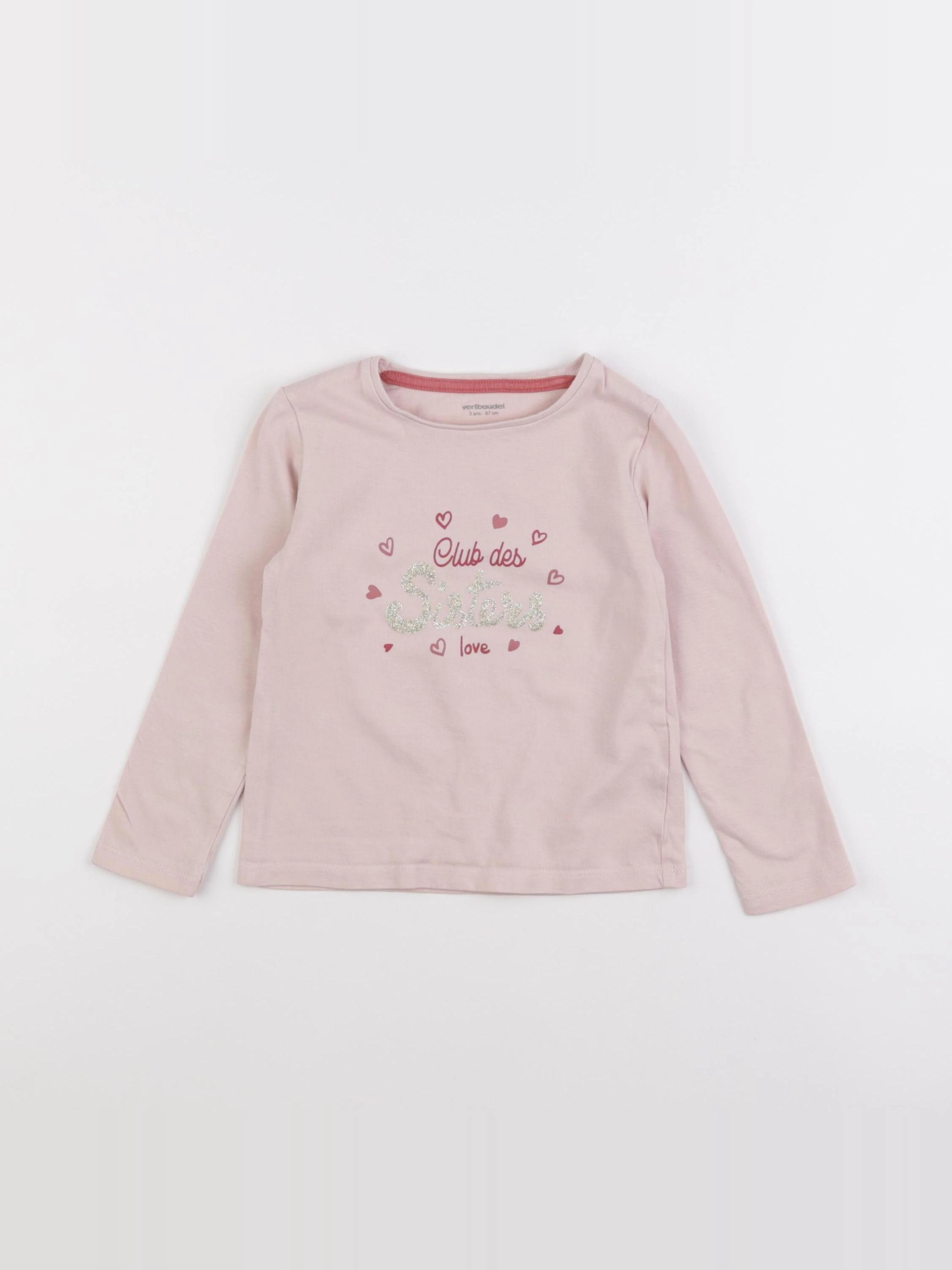 Vertbaudet - tee-shirt or, rose - 3 ans