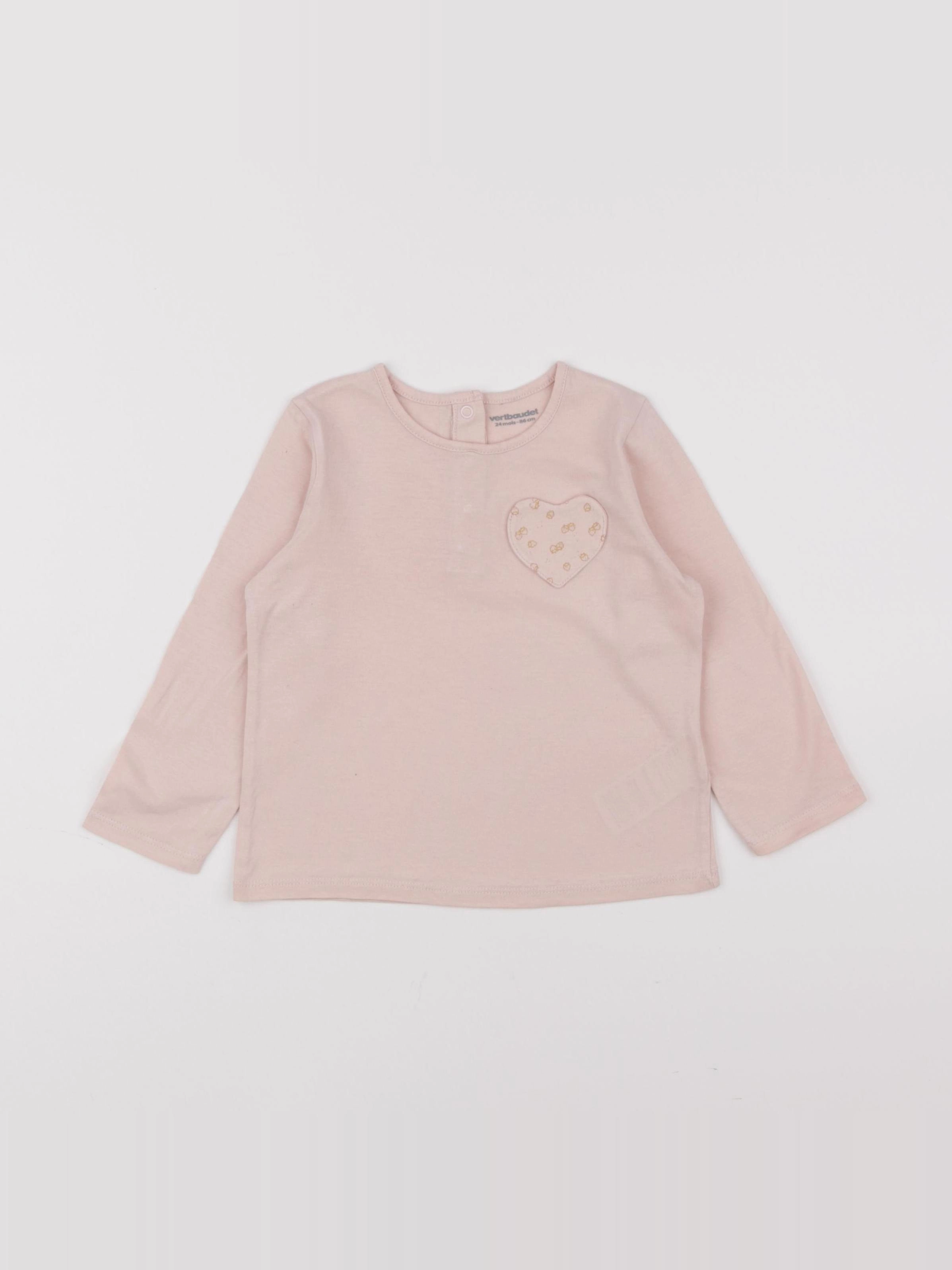 Vertbaudet - tee-shirt rose - 2 ans