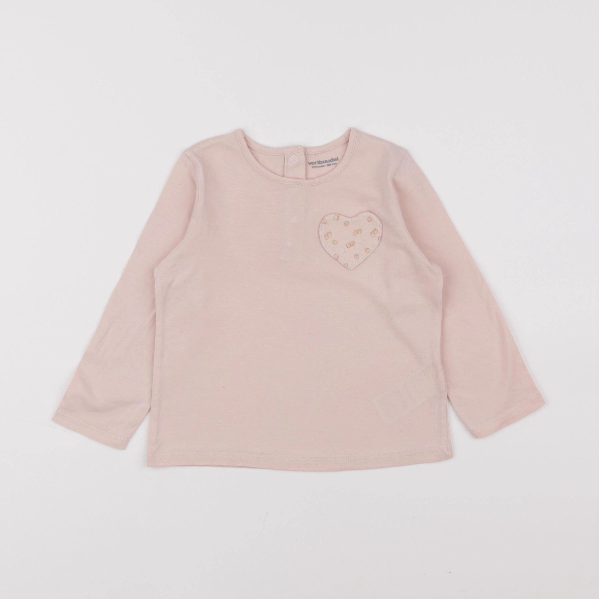 Vertbaudet - tee-shirt rose - 2 ans