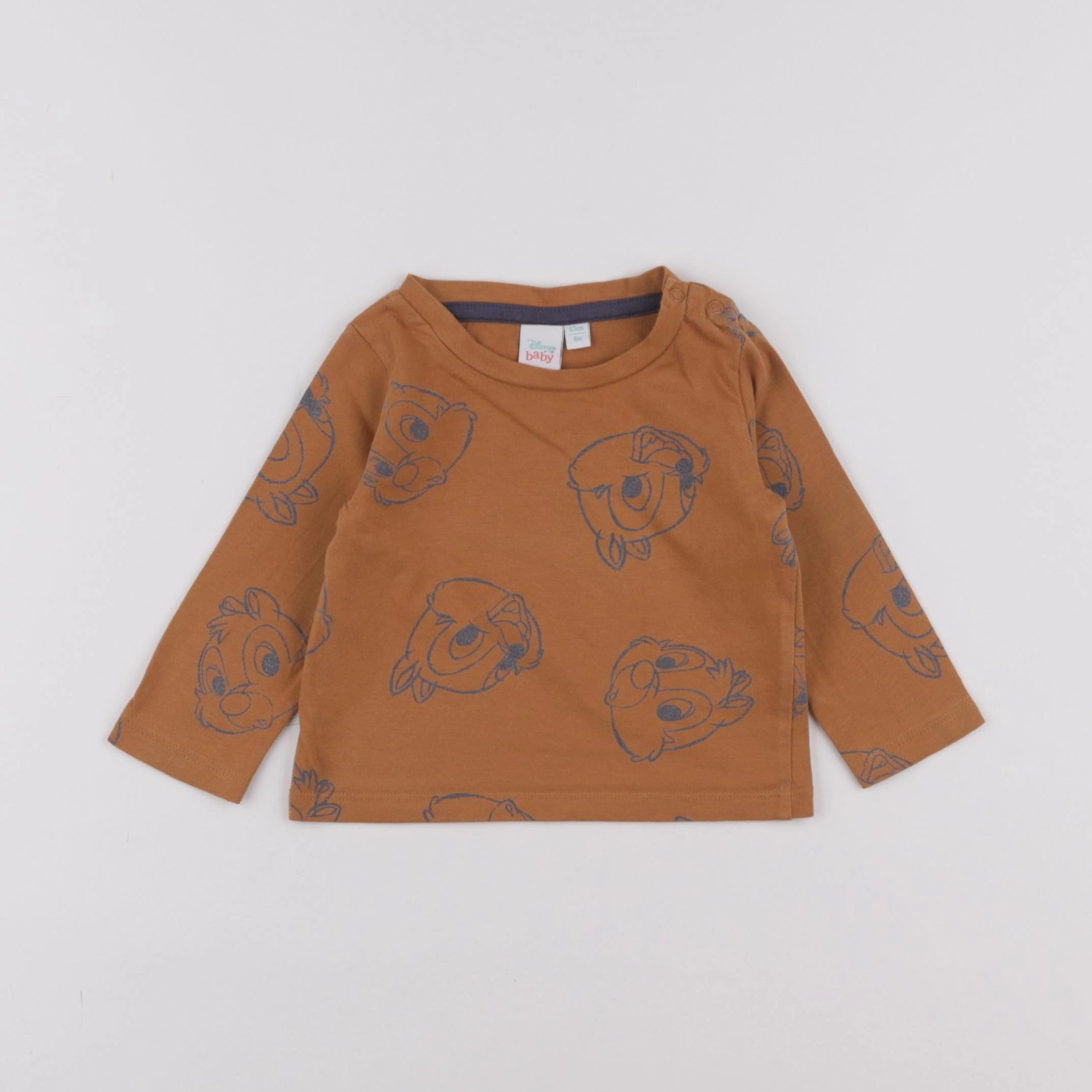 Vertbaudet - tee-shirt marron - 6 mois