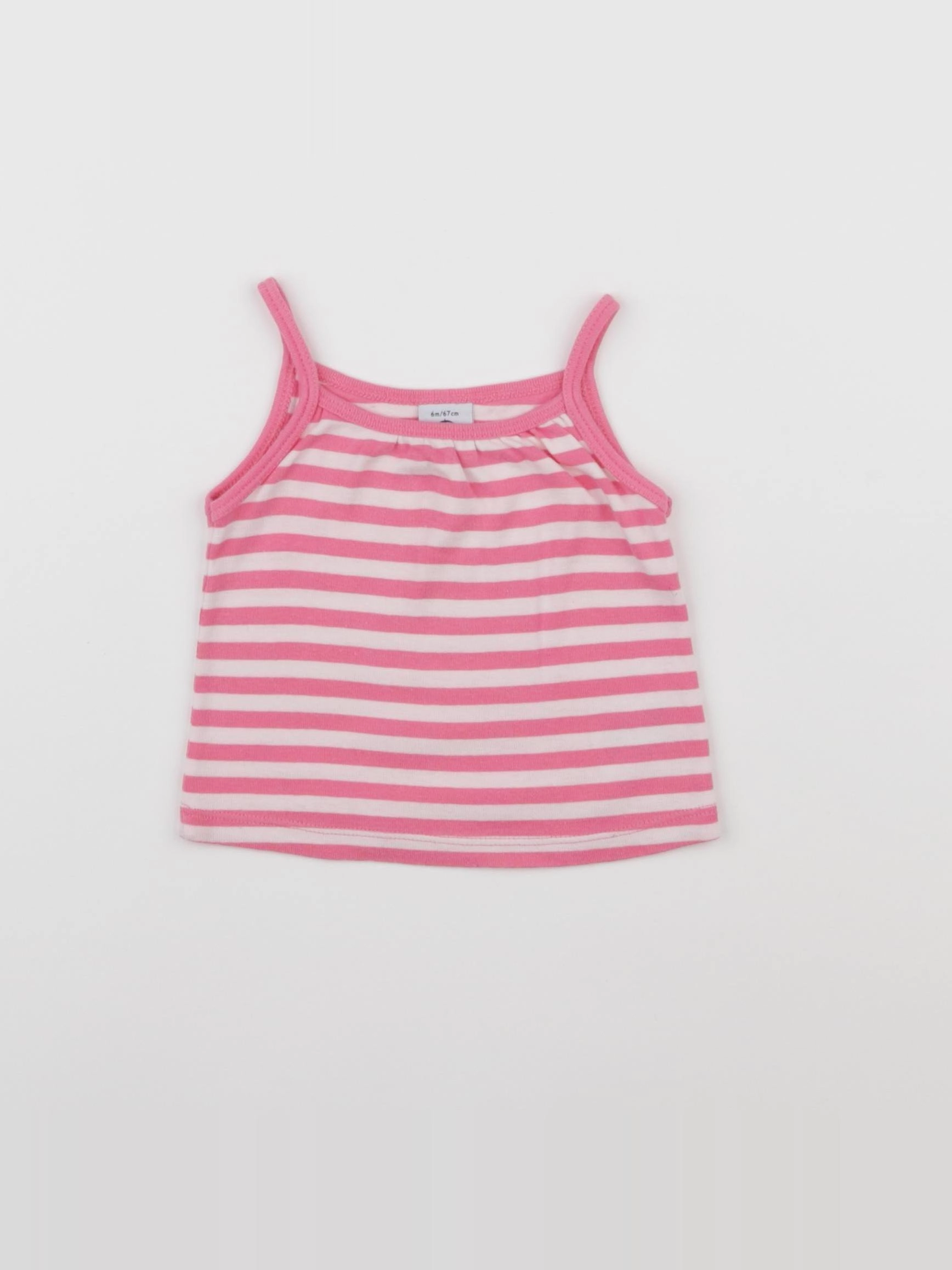 Petit Bateau - maillot de corps blanc, rose - 6 mois