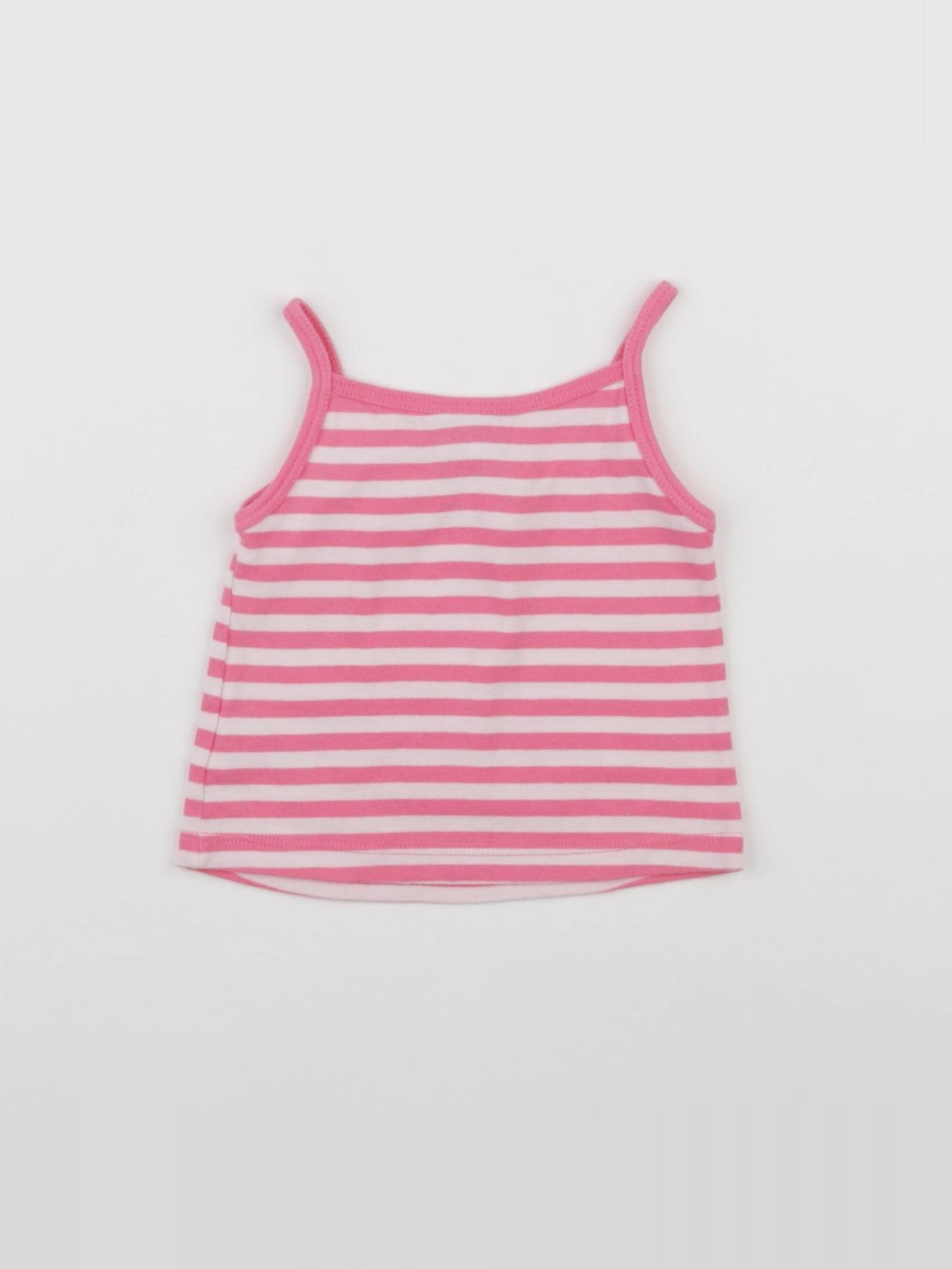 Petit Bateau - maillot de corps blanc, rose - 6 mois