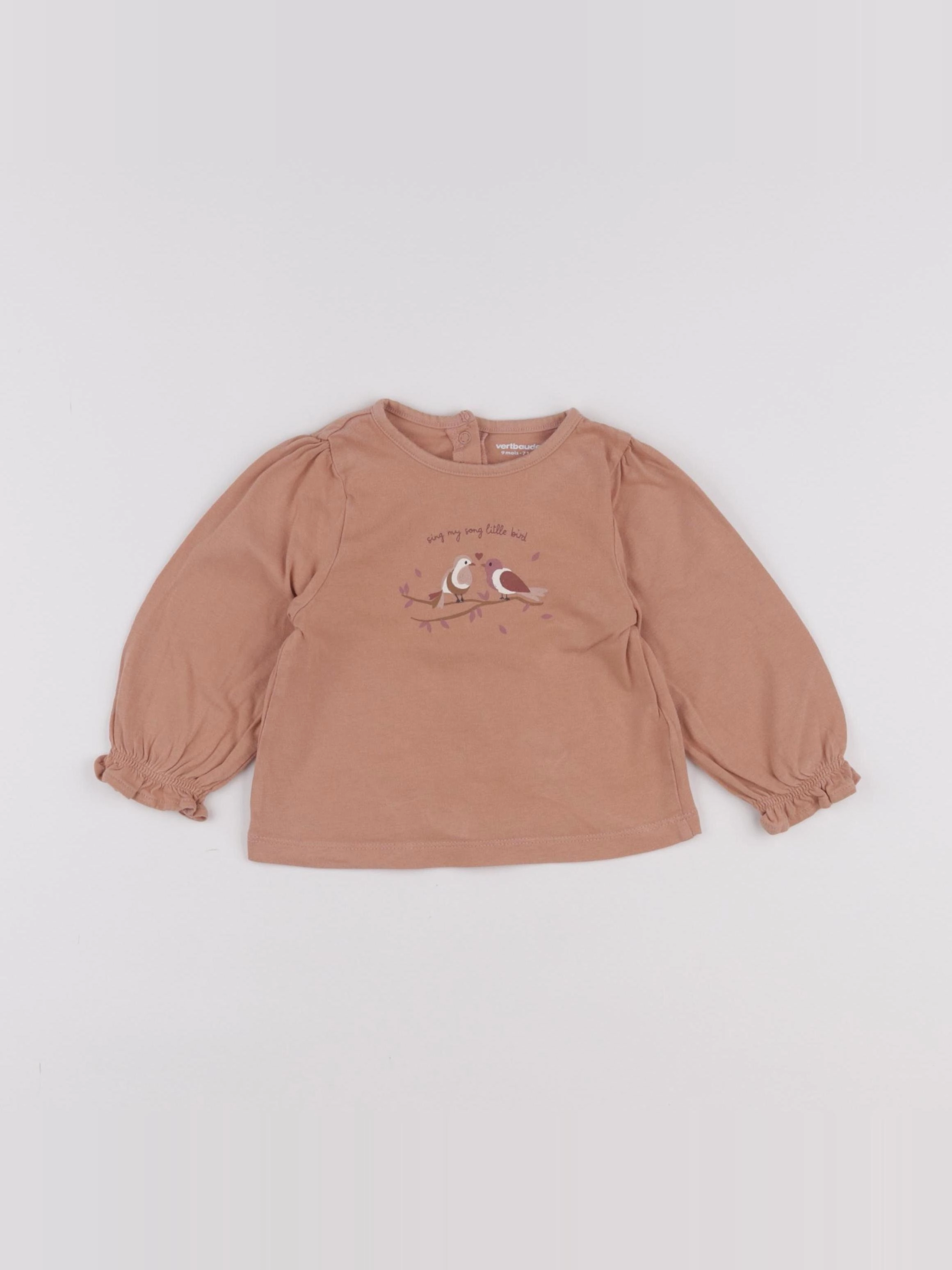 Vertbaudet - tee-shirt marron - 9 mois