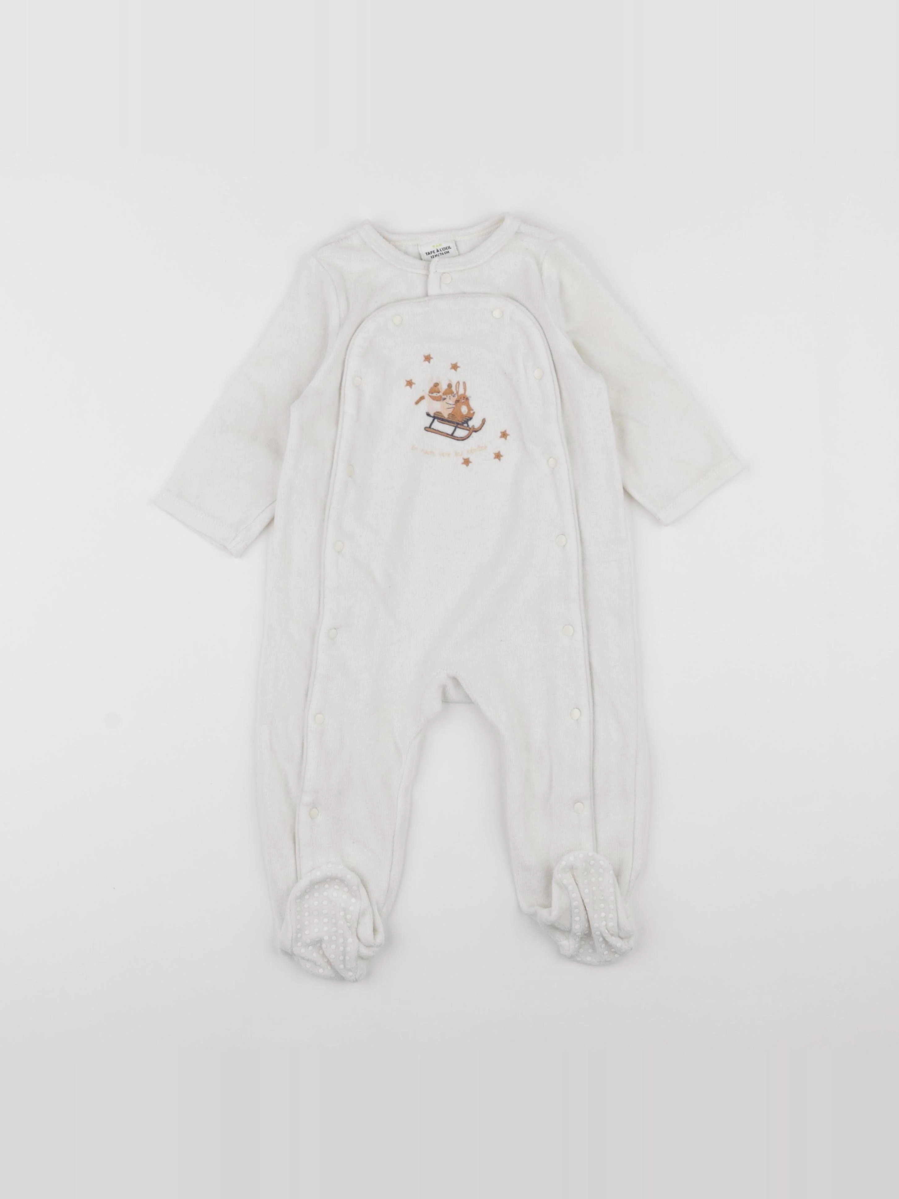 Tape à l'oeil - pyjama velours blanc - 12 mois