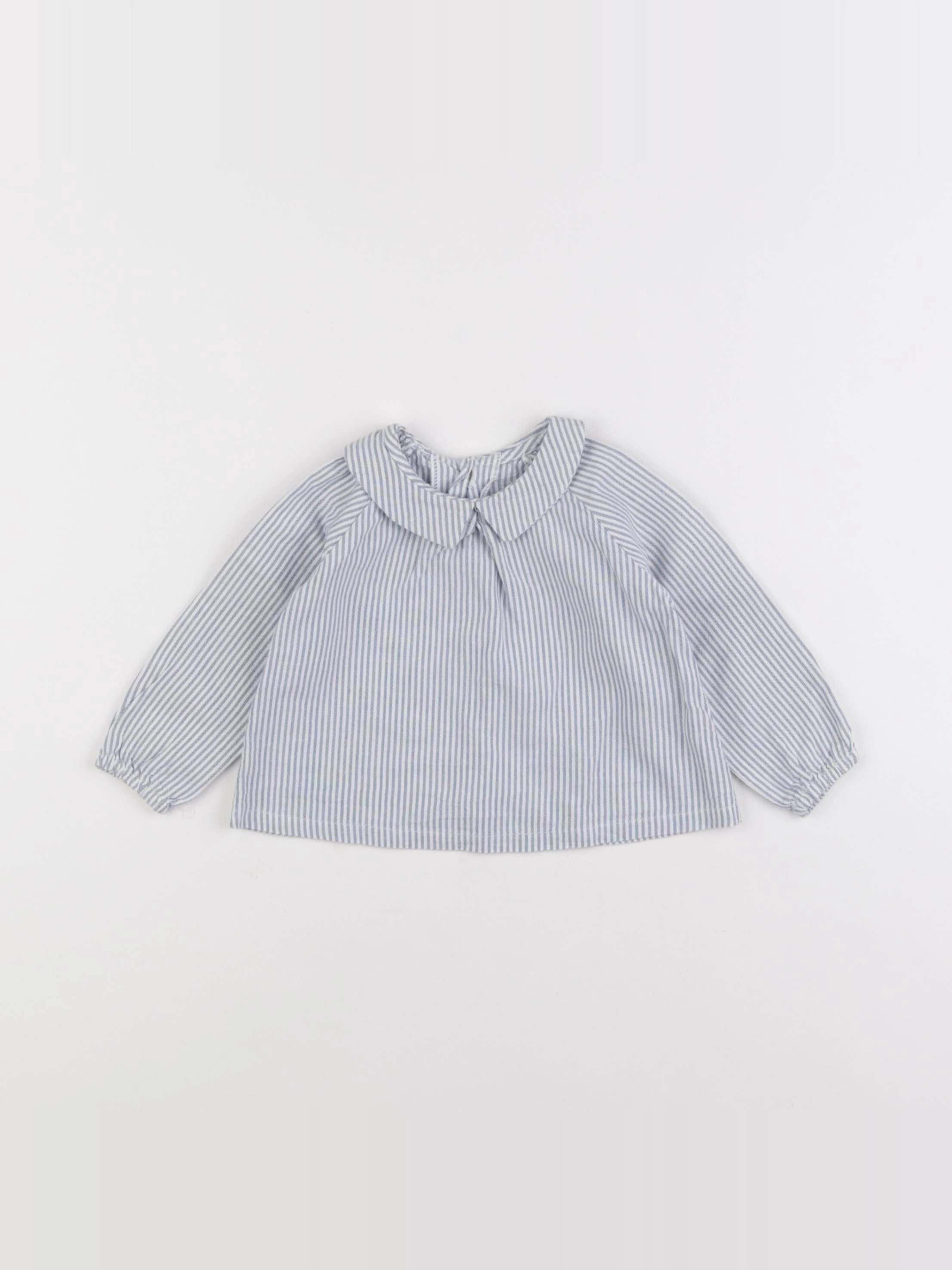 Lililotte - blouse bleu, blanc - 9/12 mois
