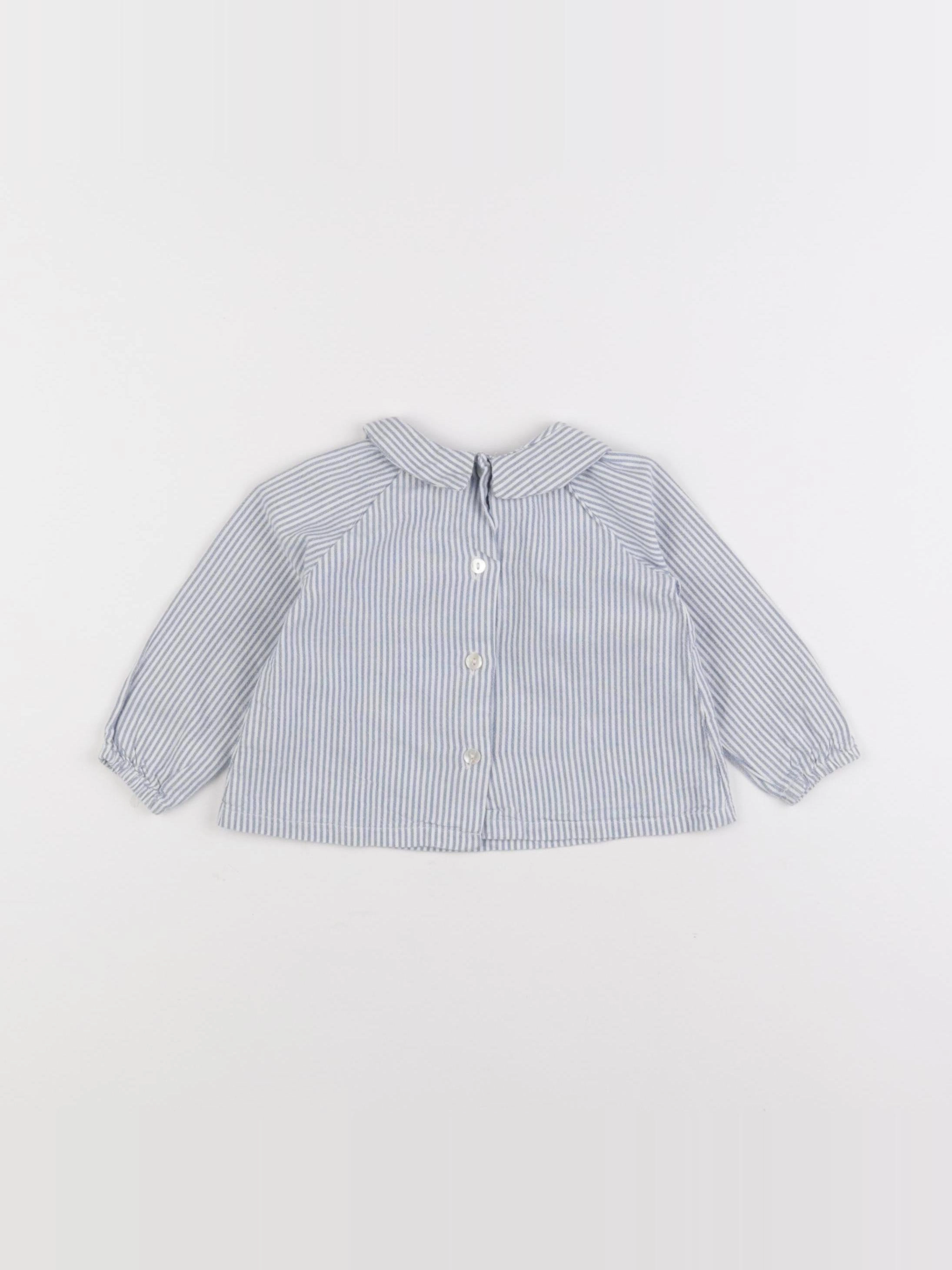 Lililotte - blouse bleu, blanc - 9/12 mois