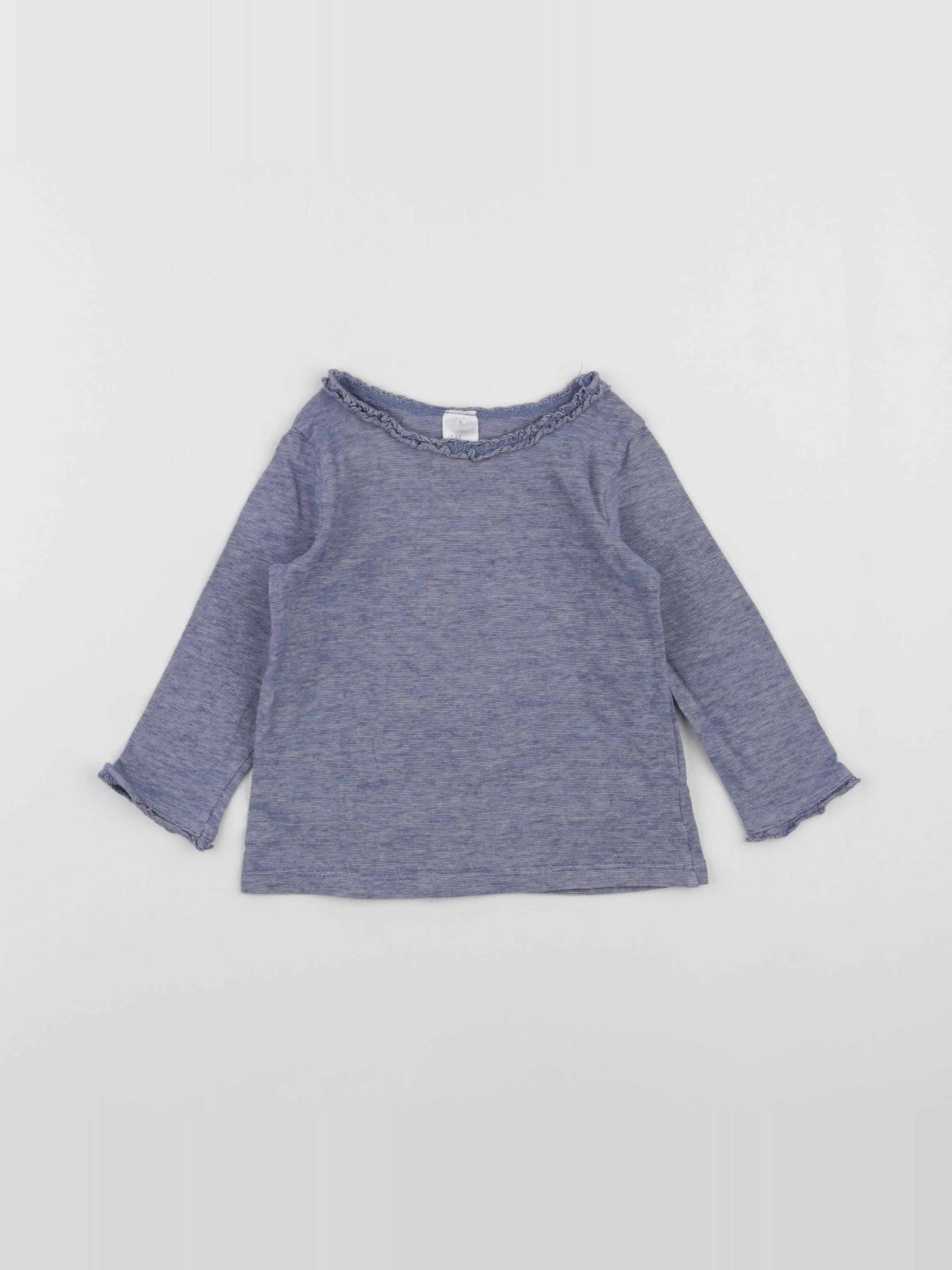 H&M - tee-shirt blanc, bleu - 6/9 mois