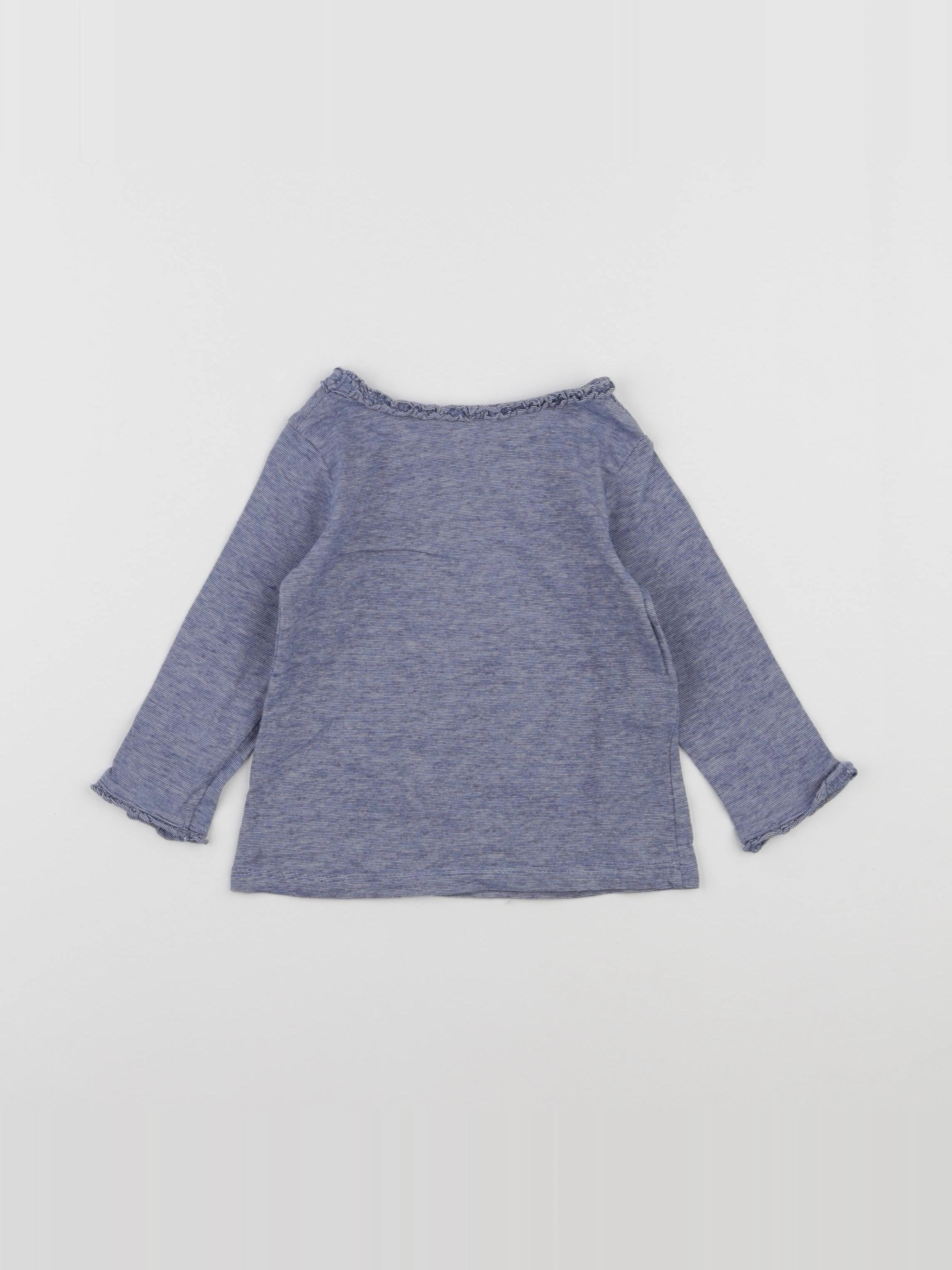 H&M - tee-shirt blanc, bleu - 6/9 mois