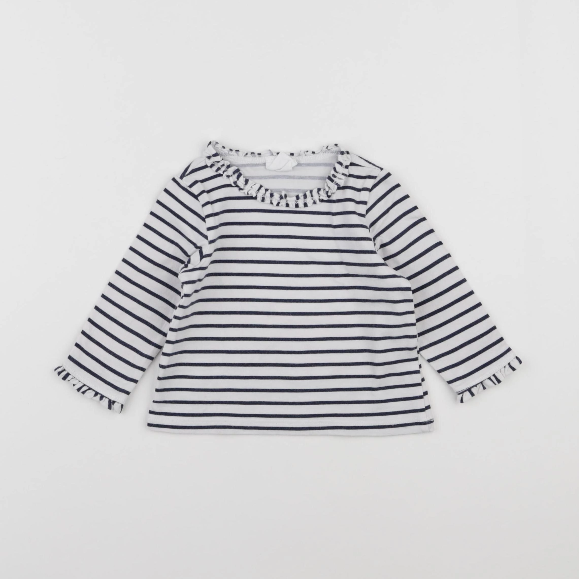 H&M - tee-shirt blanc, bleu - 3/6 mois