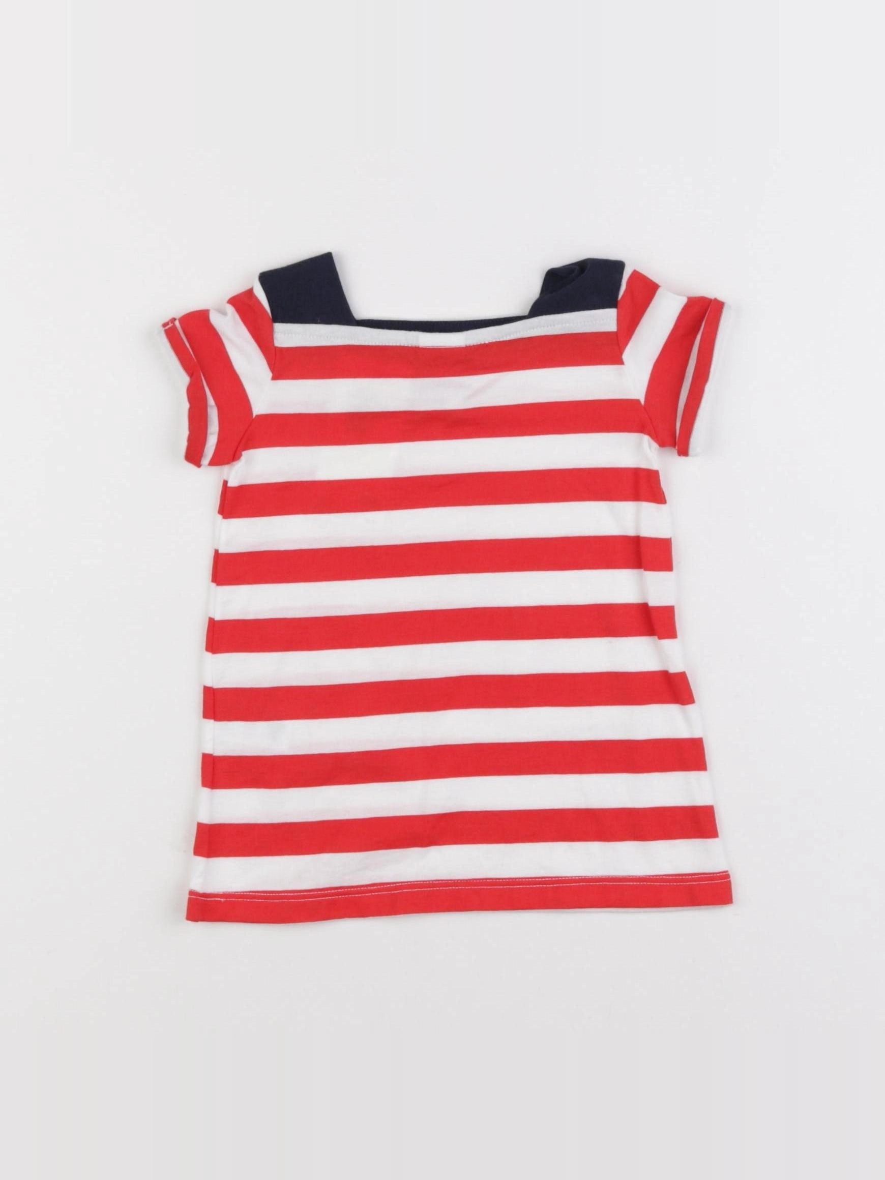 Petit Bateau - robe blanc, rouge - 3 mois