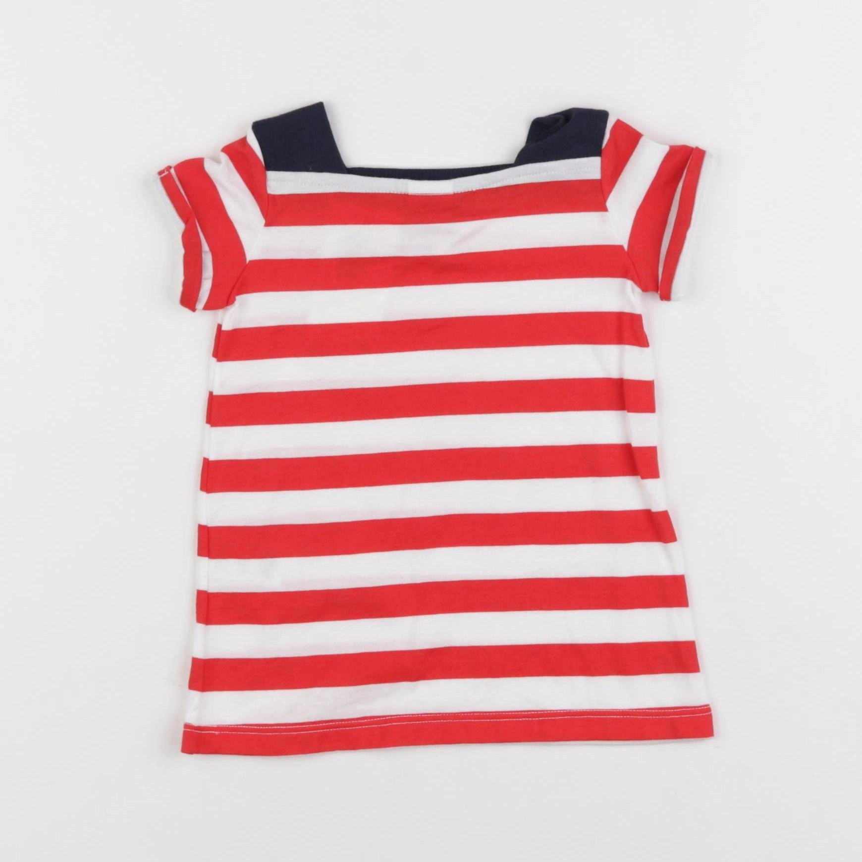Petit Bateau - robe blanc, rouge - 3 mois