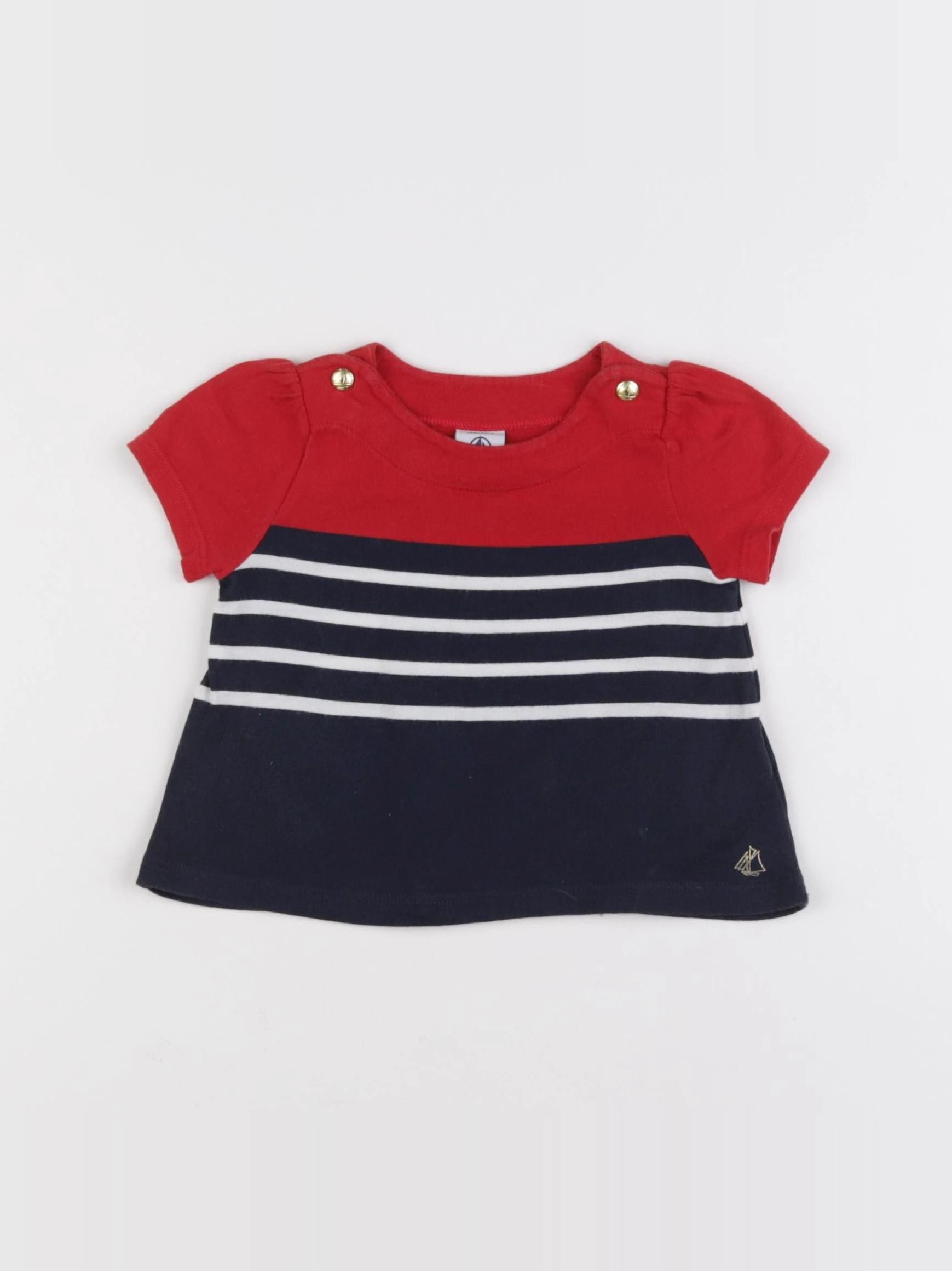 Petit Bateau - tee-shirt bleu, blanc - 6 mois