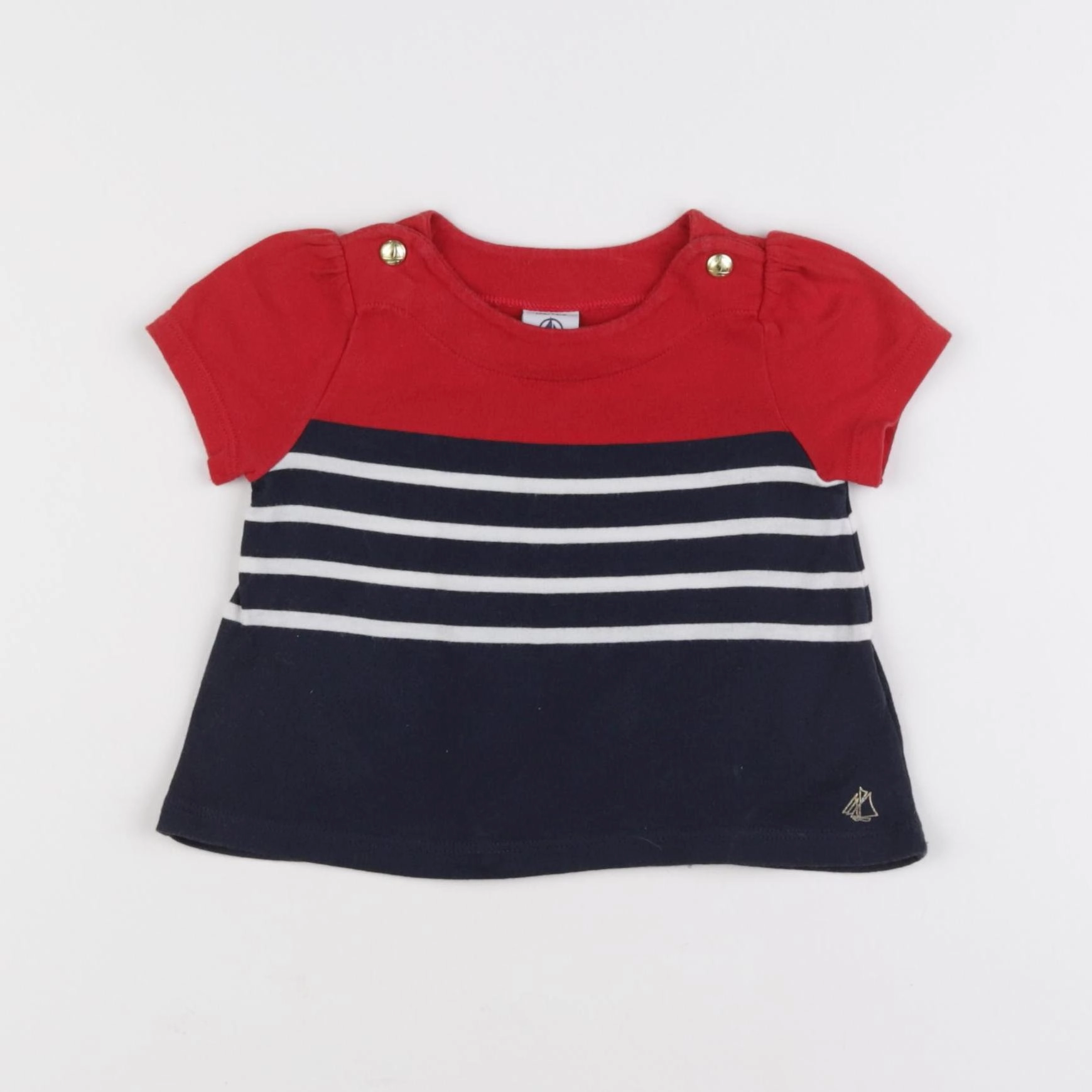 Petit Bateau - tee-shirt bleu, blanc - 6 mois