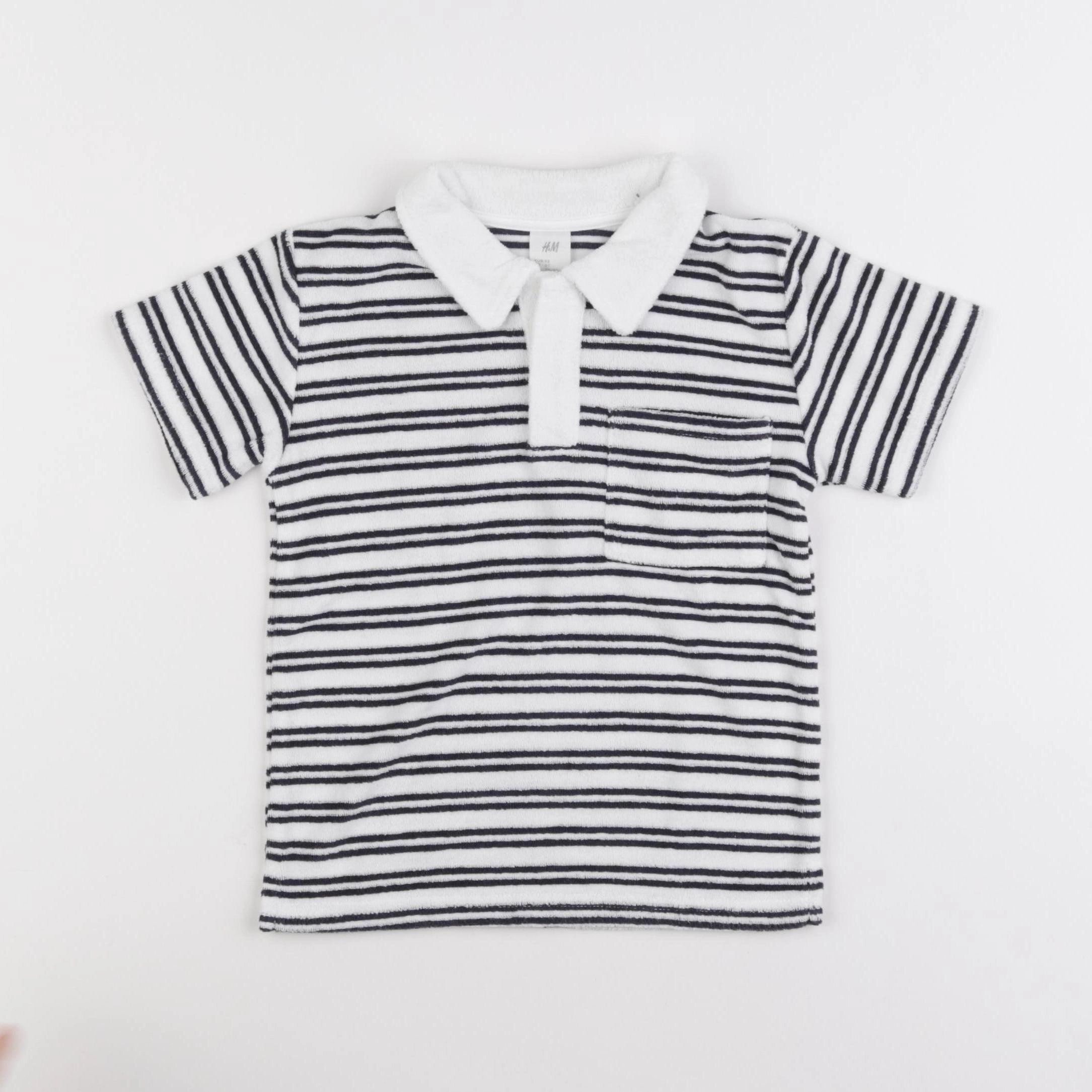 H&M - polo blanc, bleu - 18 mois à 2 ans