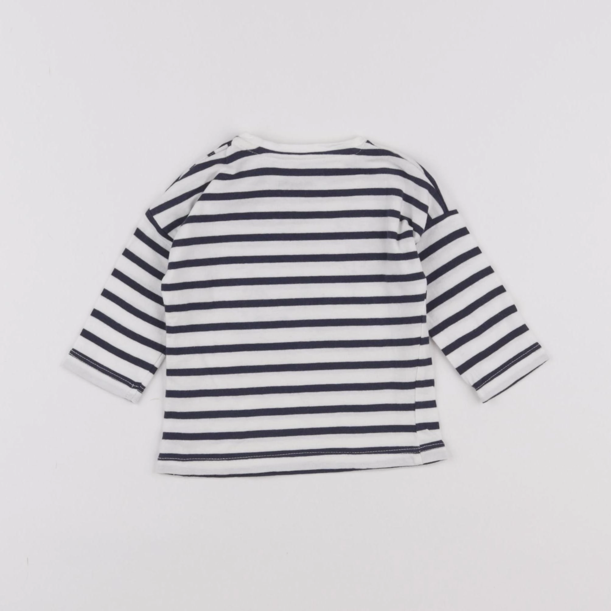 Vertbaudet - tee-shirt blanc, bleu - 3 mois