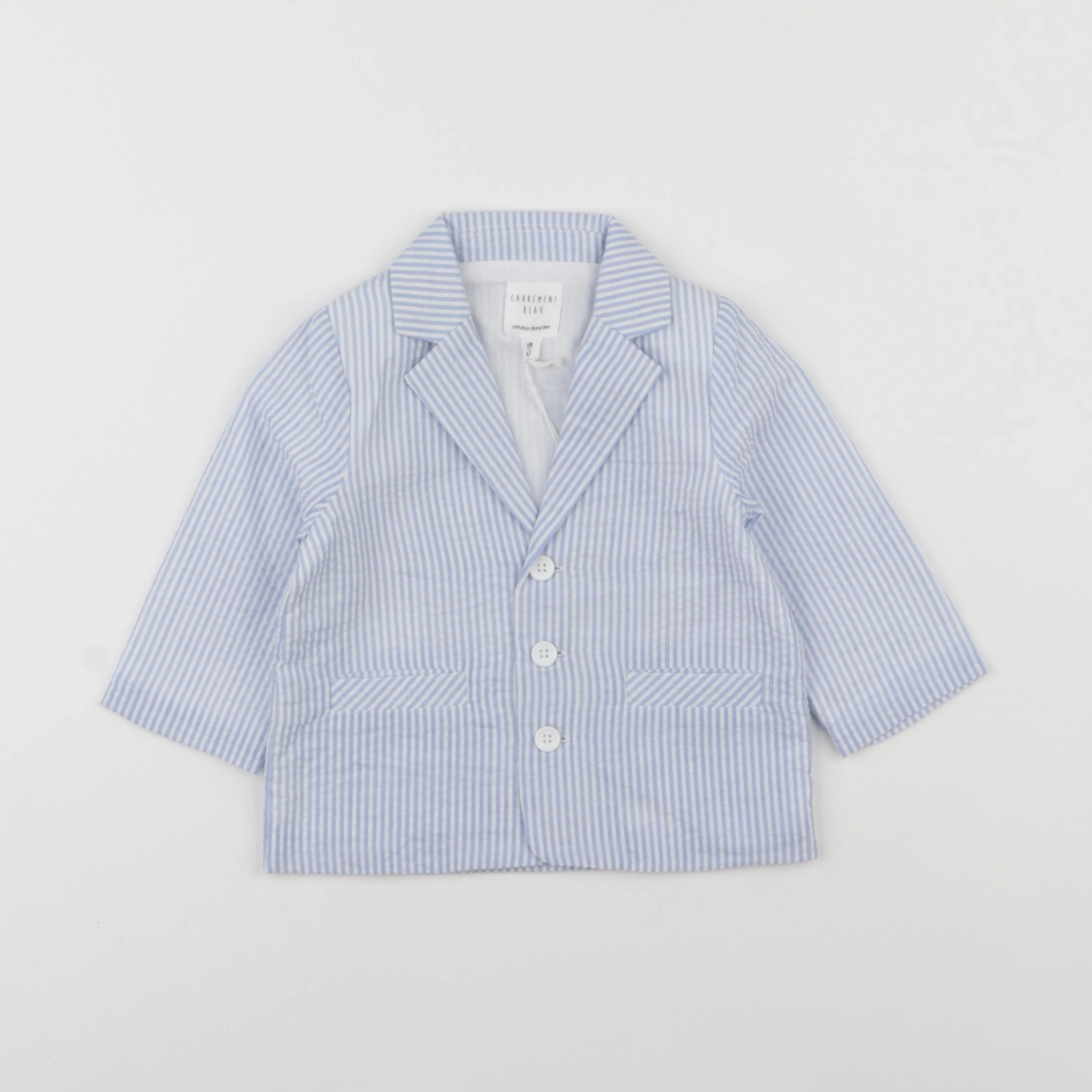 Carrément Beau - veste blanc, bleu - 6 mois