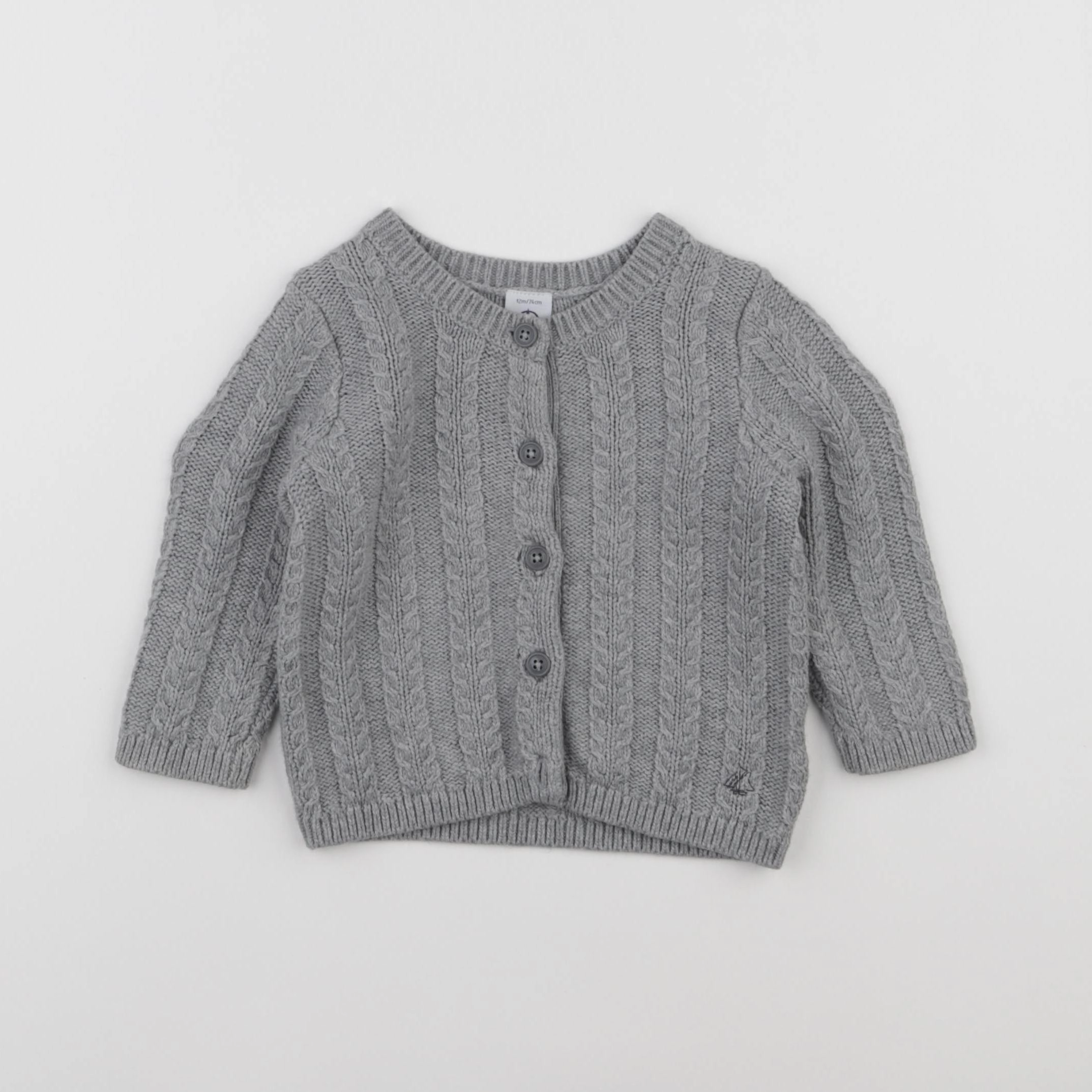Petit Bateau - gilet gris - 12 mois